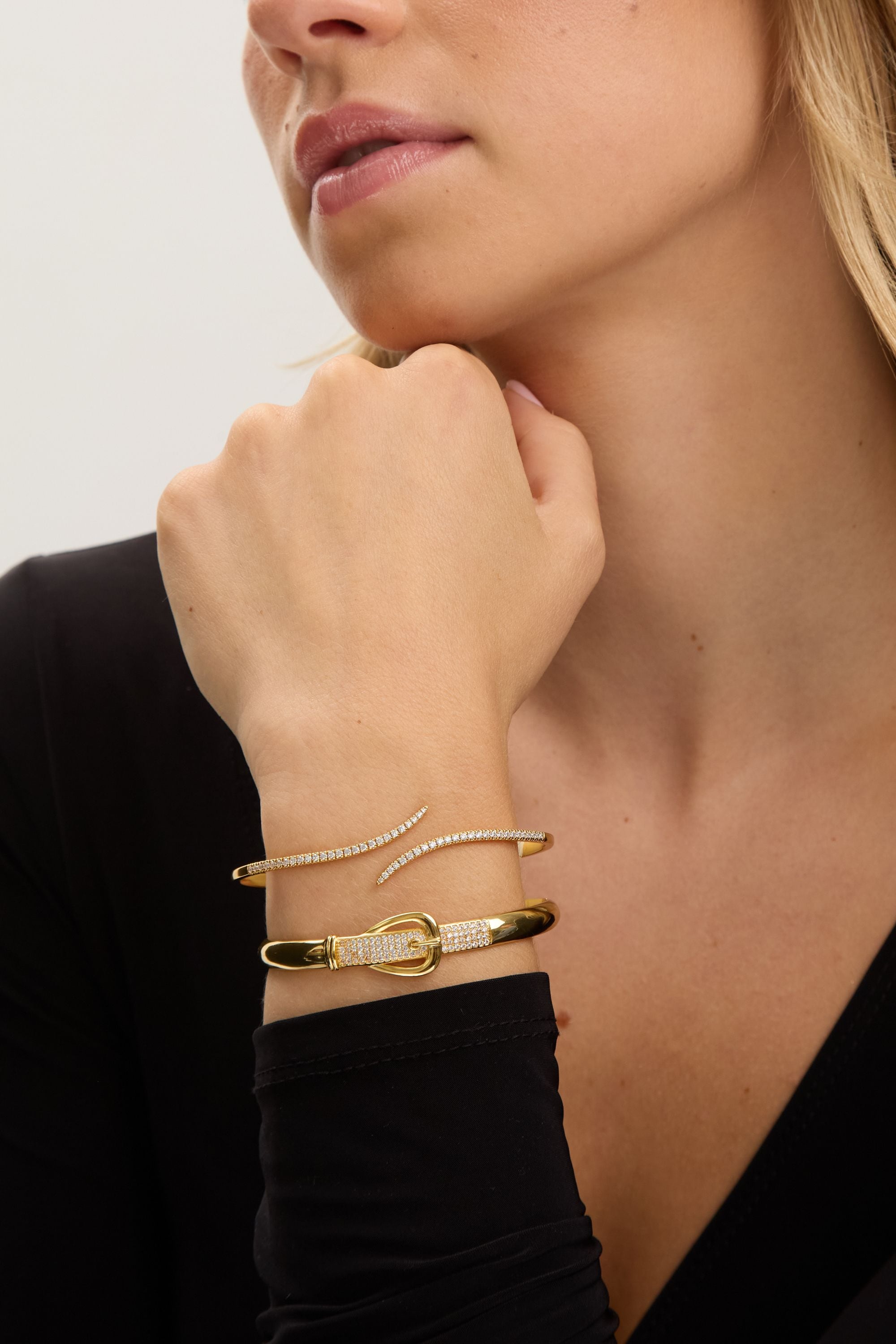 Jon Richard 18K Gold Plated and Pave Buckle Bangle image 4