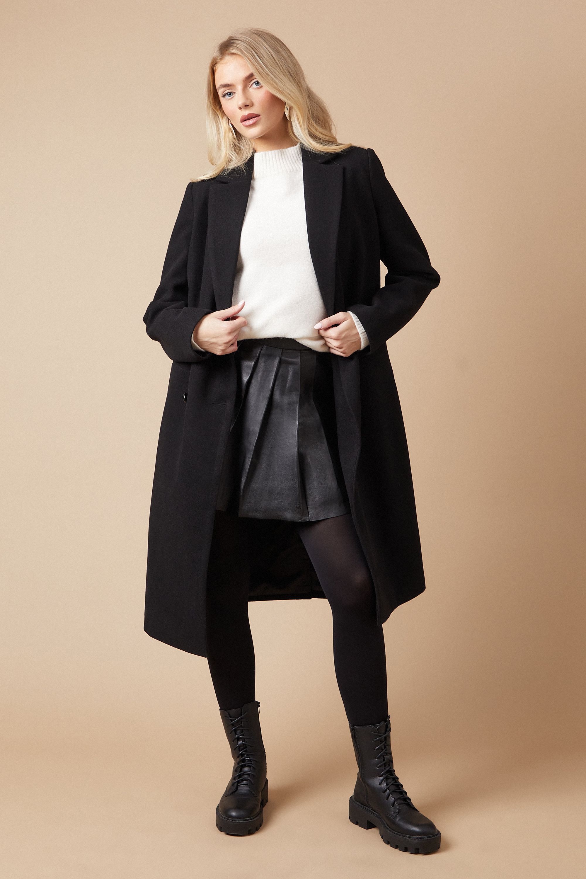 Oasis Longline Faux Wool Blazer Coat Black image 1