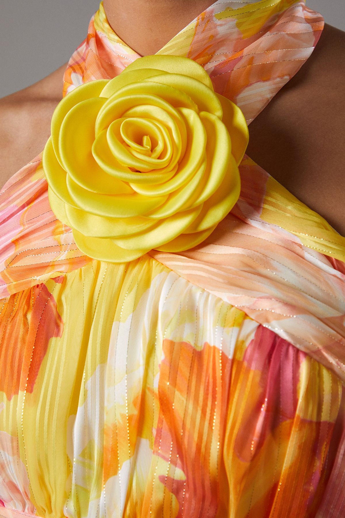 Coast Maternity Tiered Halter Tie Neck Midi Dress Yellow image 5