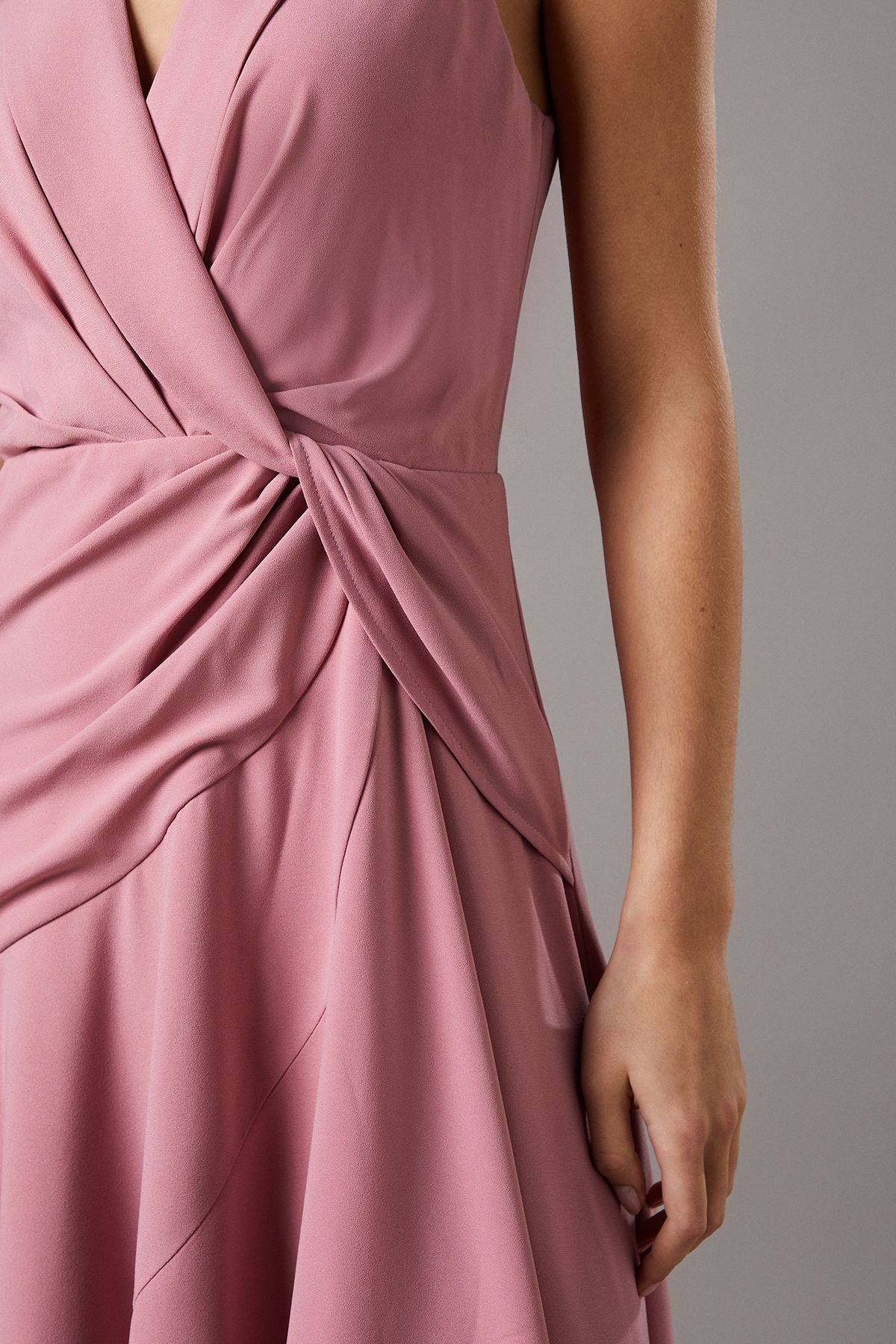 Coast Shawl Collar Ruffle Hem Midi Dress Blush image 3