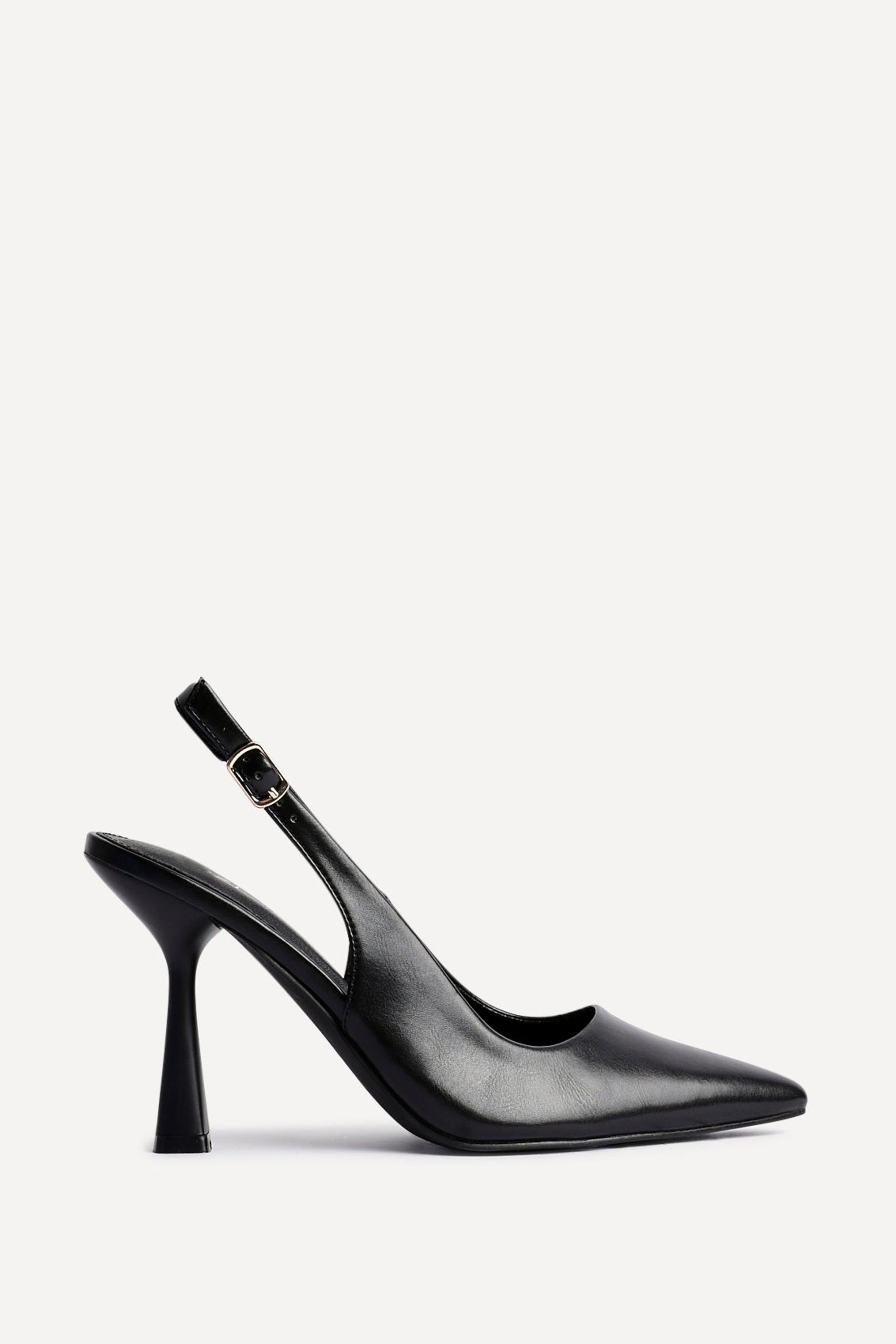 Linzi Una Black Faux Leather Sling Back Court Heel image 1