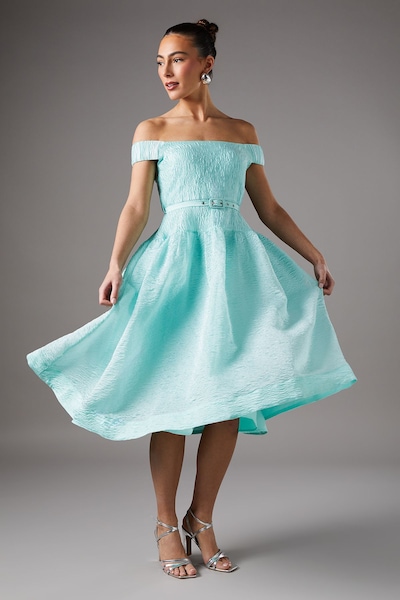 Coast Textured Off Shoulder Prom Dress Mint
