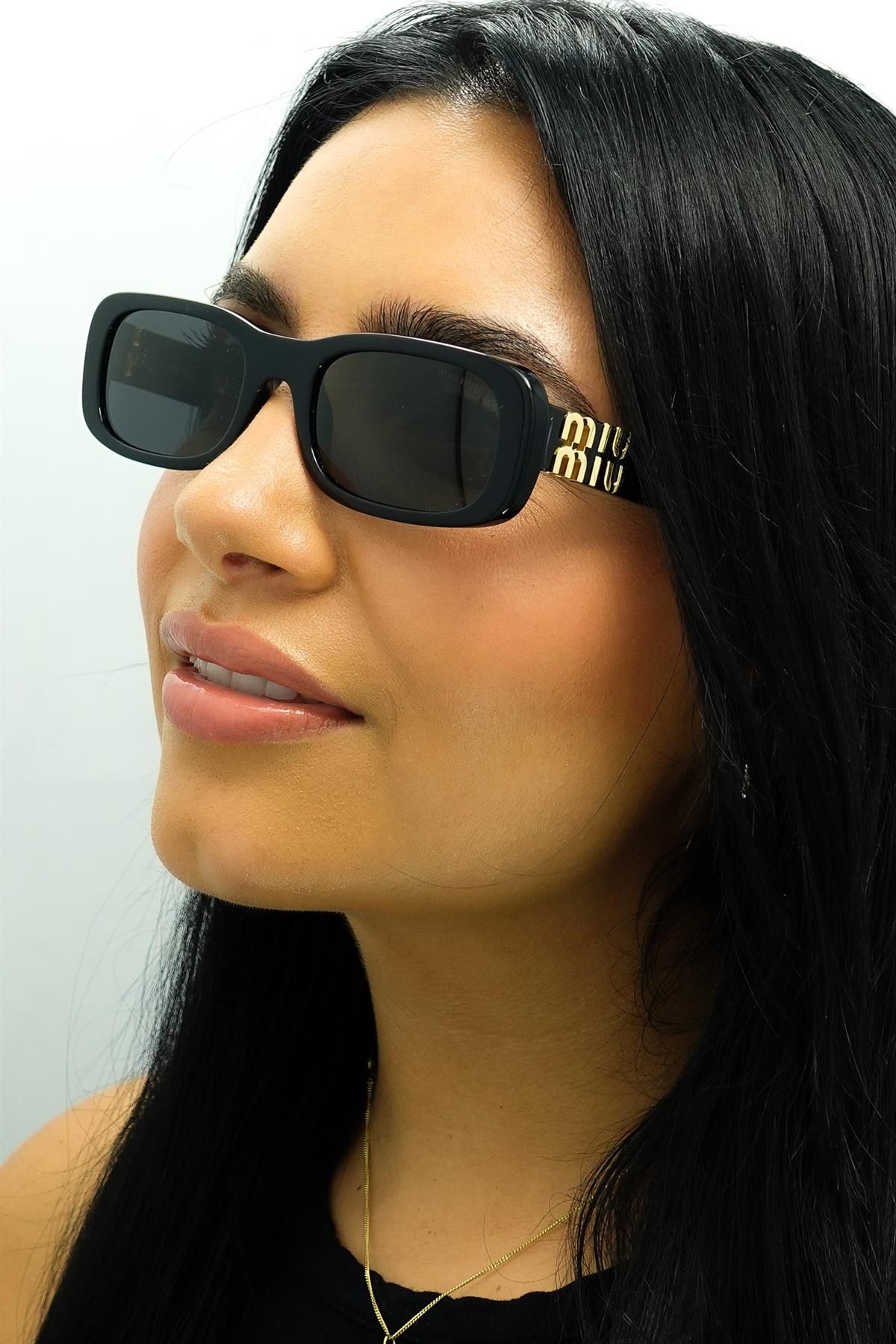 Miu Miu Rectangle Black Dark Grey MU08ZS image 1