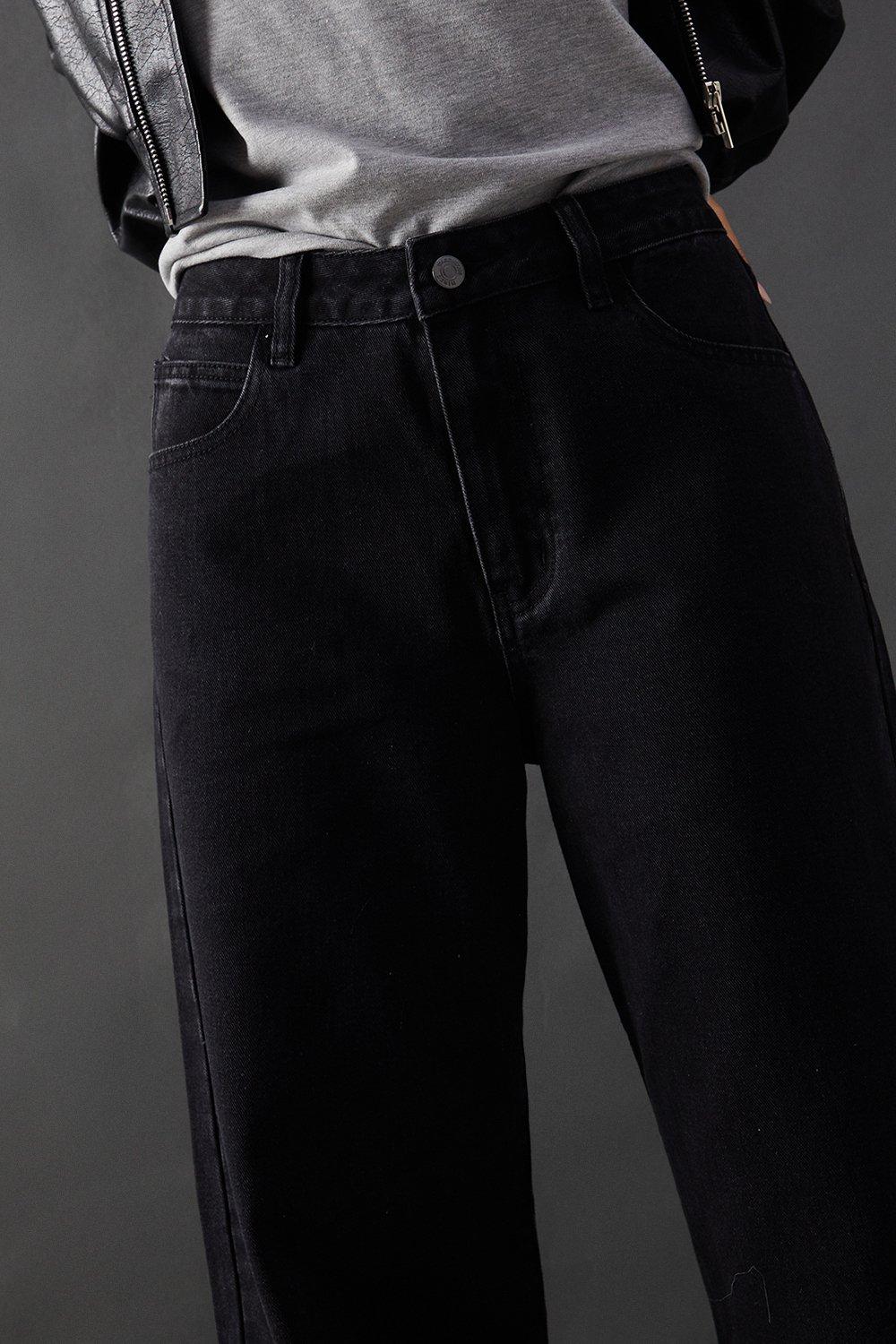 Warehouse Low Rise Denim Dad Jean Washed Black image 2