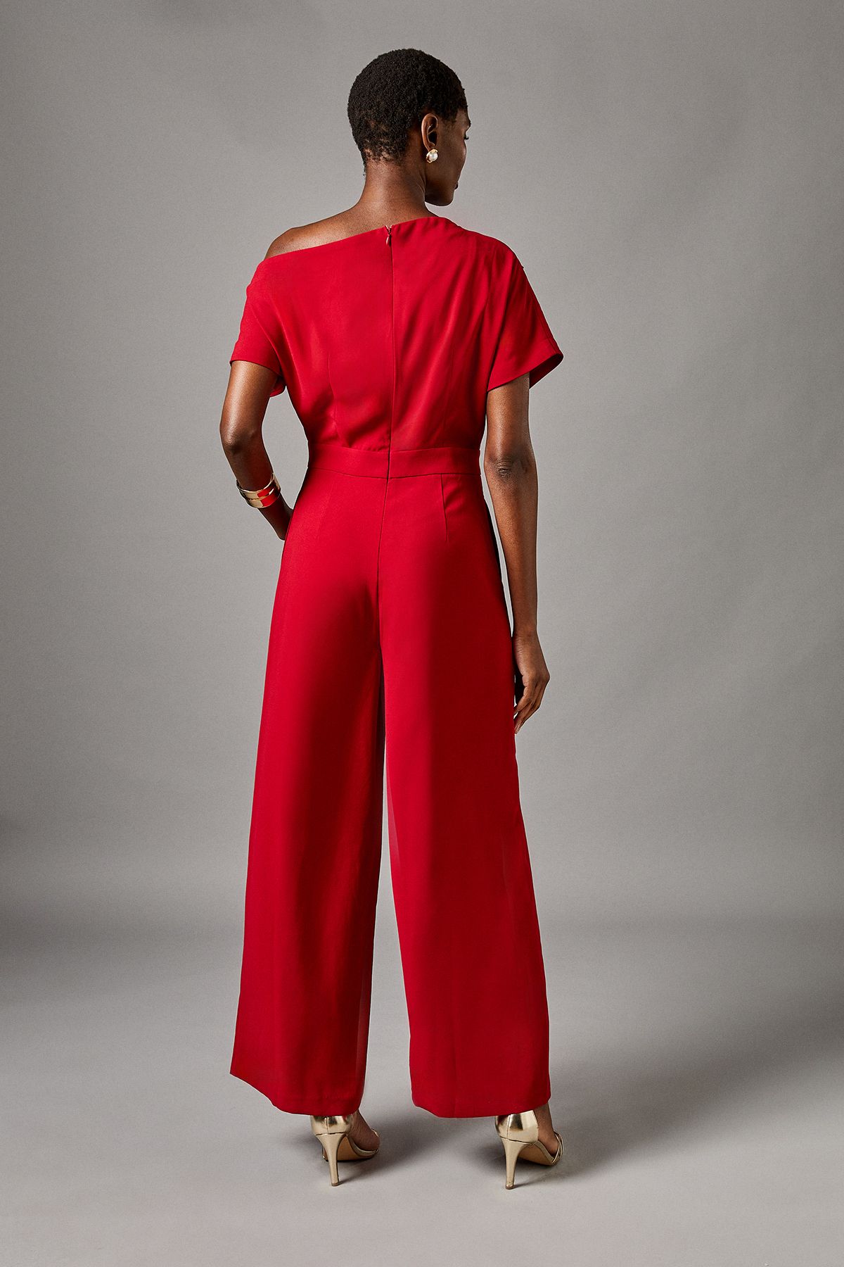 Coast Pleat Off The Shoulder Jumpsuit Red image 3