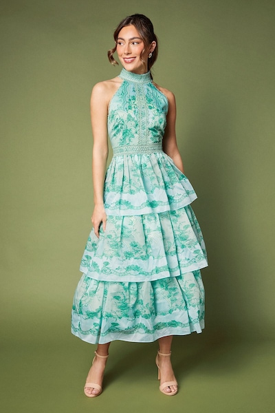 Coast Tiered Hem Halter Neck Maxi Holiday Dress Mint