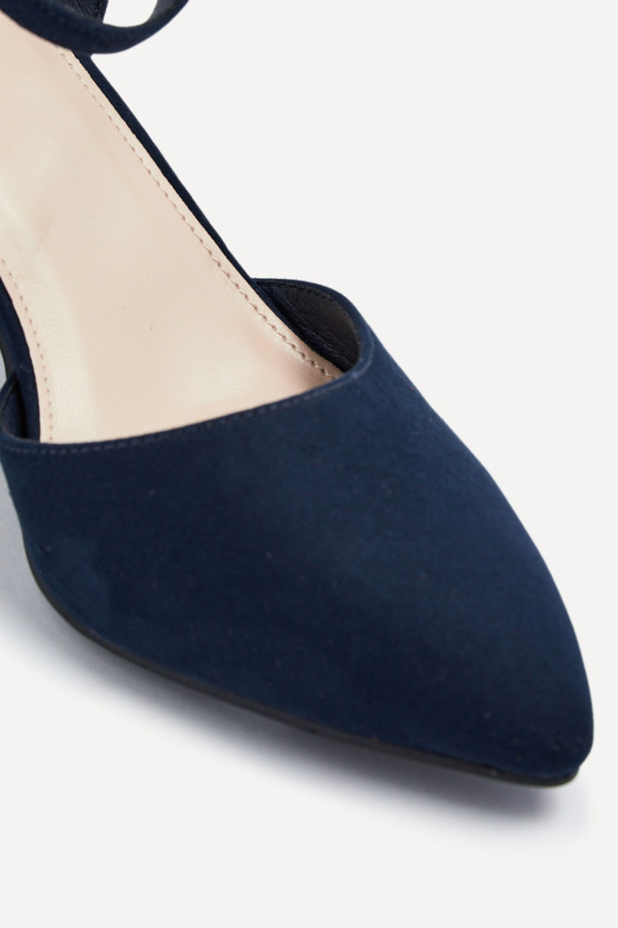 Linzi Larsa Wide Fit Navy Faux Suede Classic Pointed Toe Court Heel image 5