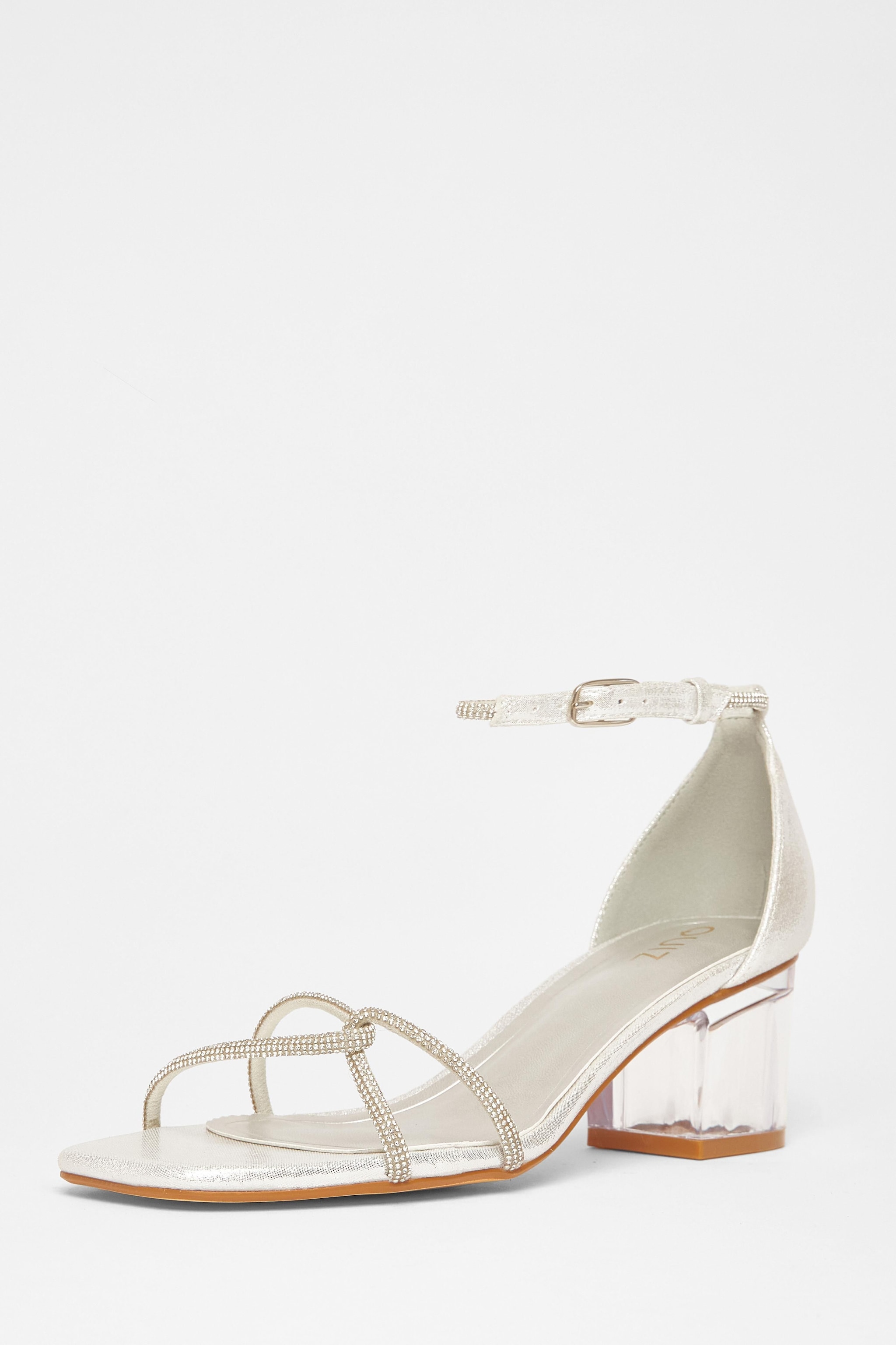 Quiz Silver Twist Strap Heeled Sandal image 1