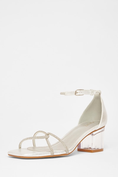 Quiz Silver Twist Strap Heeled Sandal