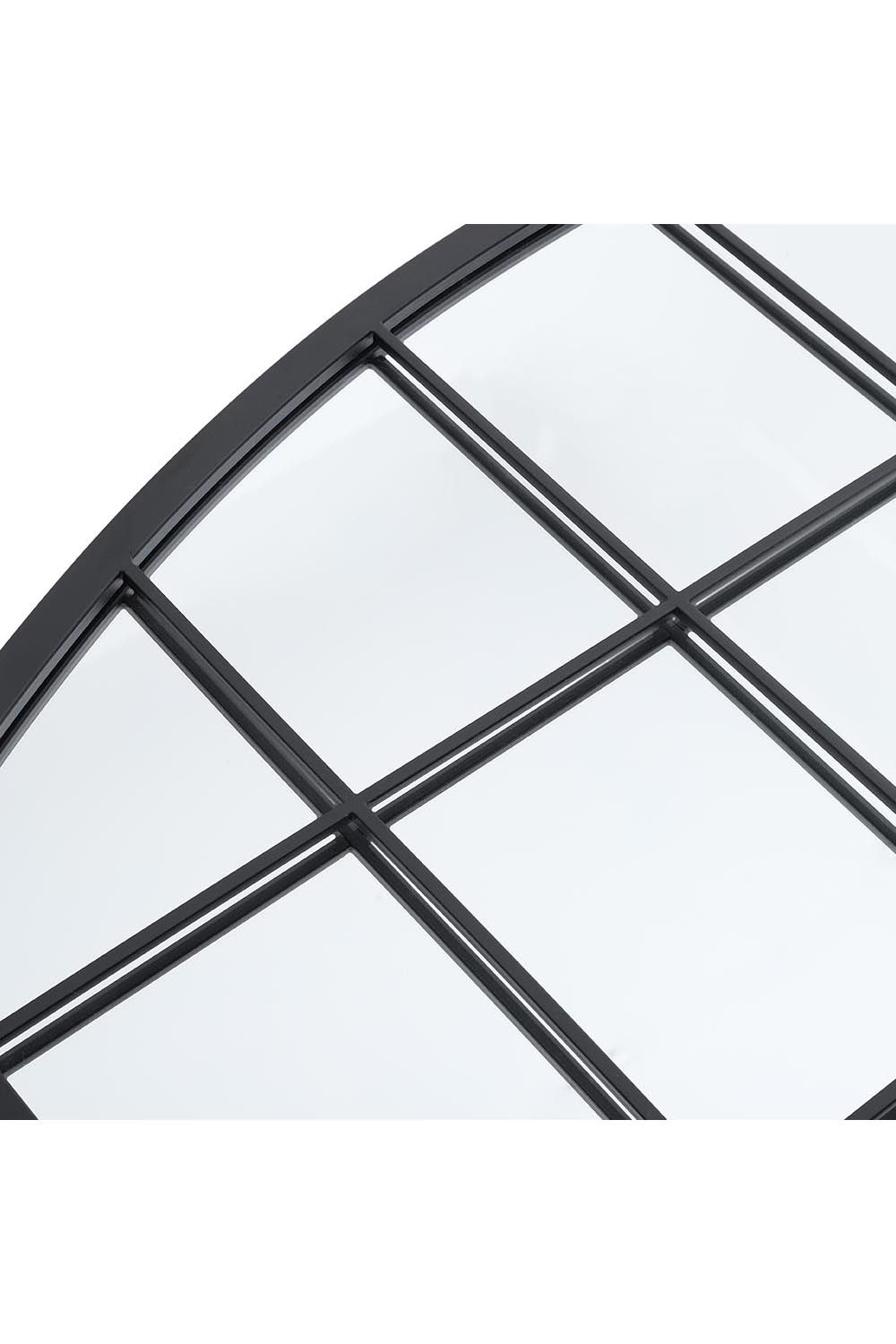 Living and Home Modern Black Metal Arched Grid Decor Window Mirror, 110cm W x 70cm H image 5