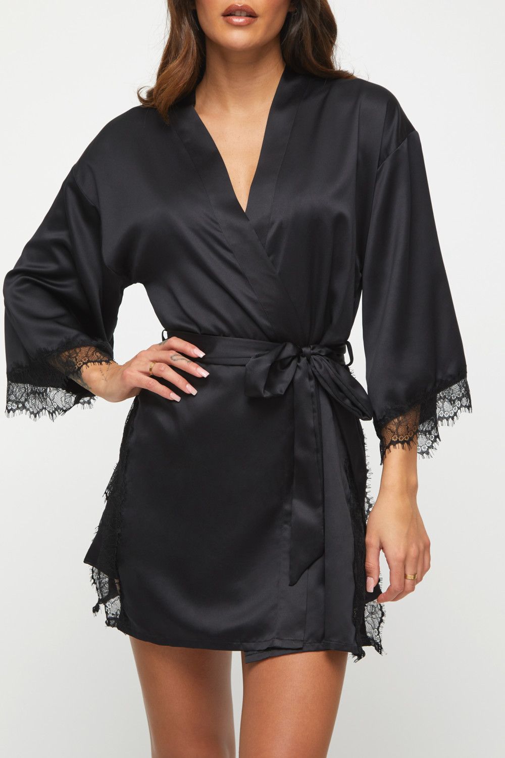Ann Summers Cherryann Satin Robe Black image 3