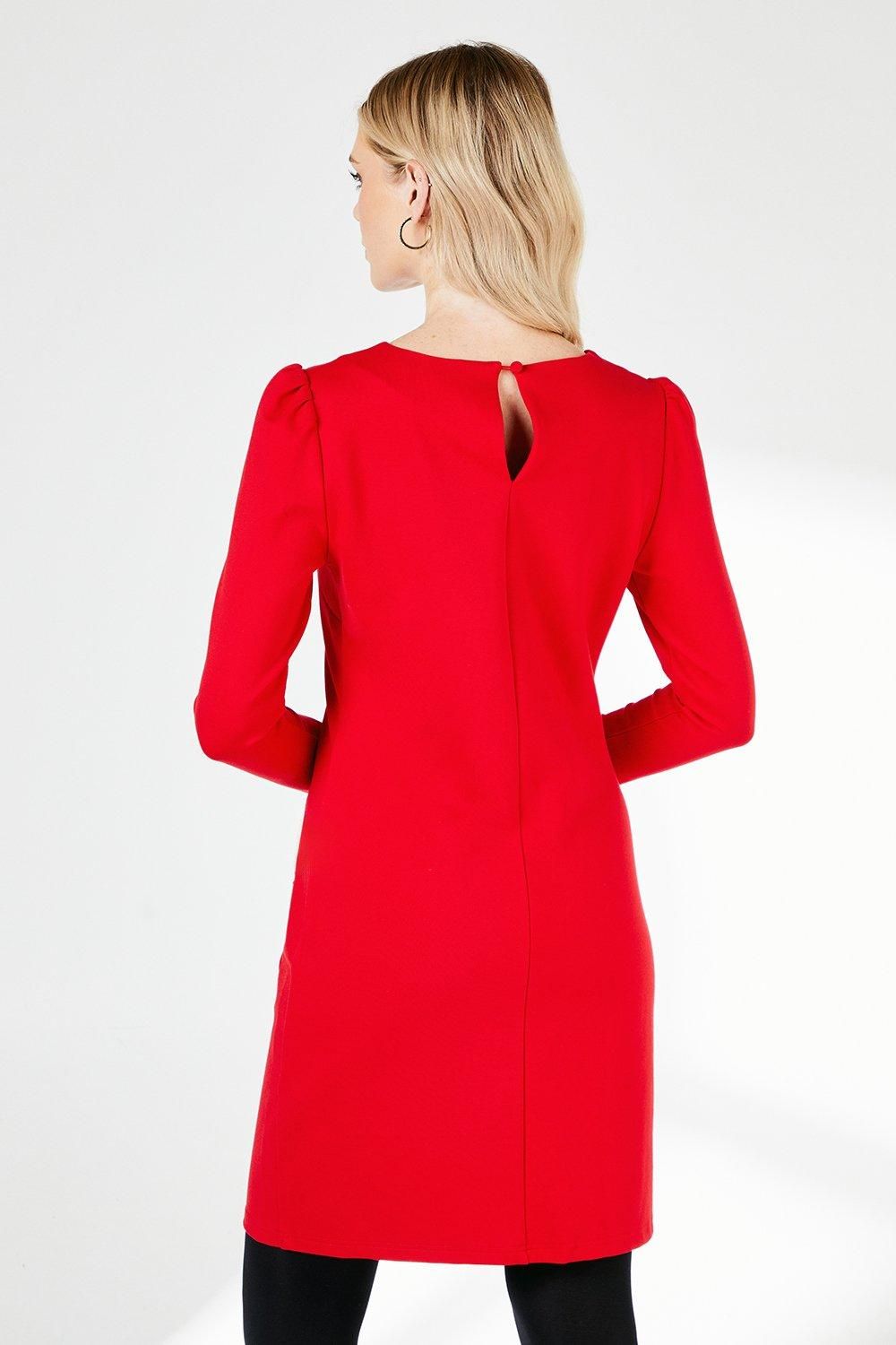 Principles Red Pocket Detail Ponte Shift Dress Red image 3