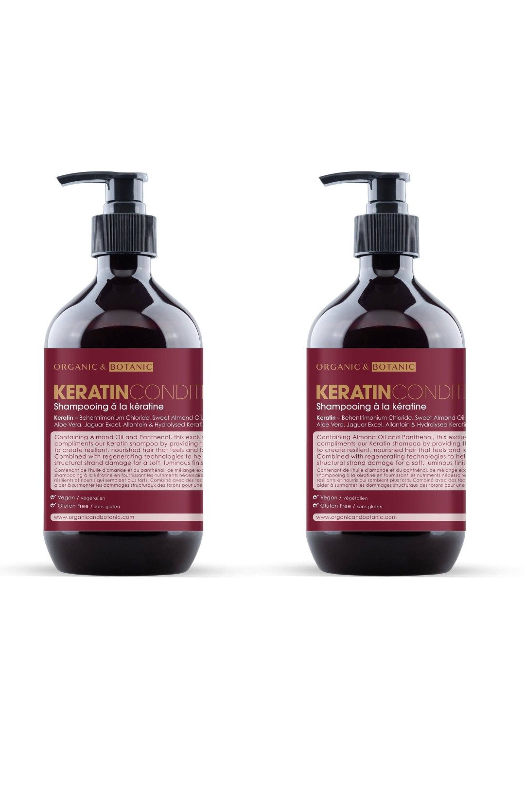 Organic & Botanic Keratin Conditioner 500ml x 2 Duo Pack image 1