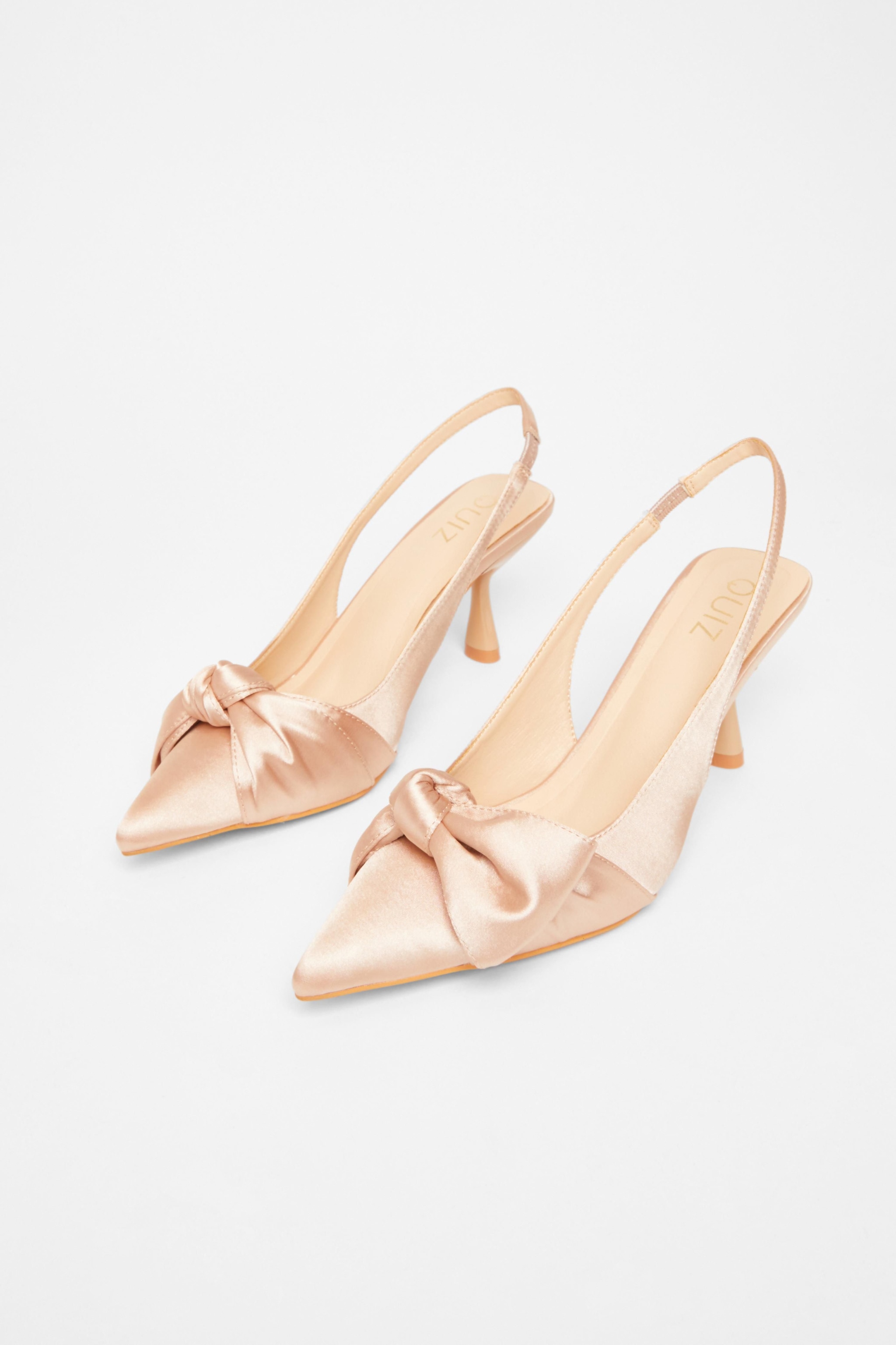 Quiz Off White Sling Back Bow Heels image 2