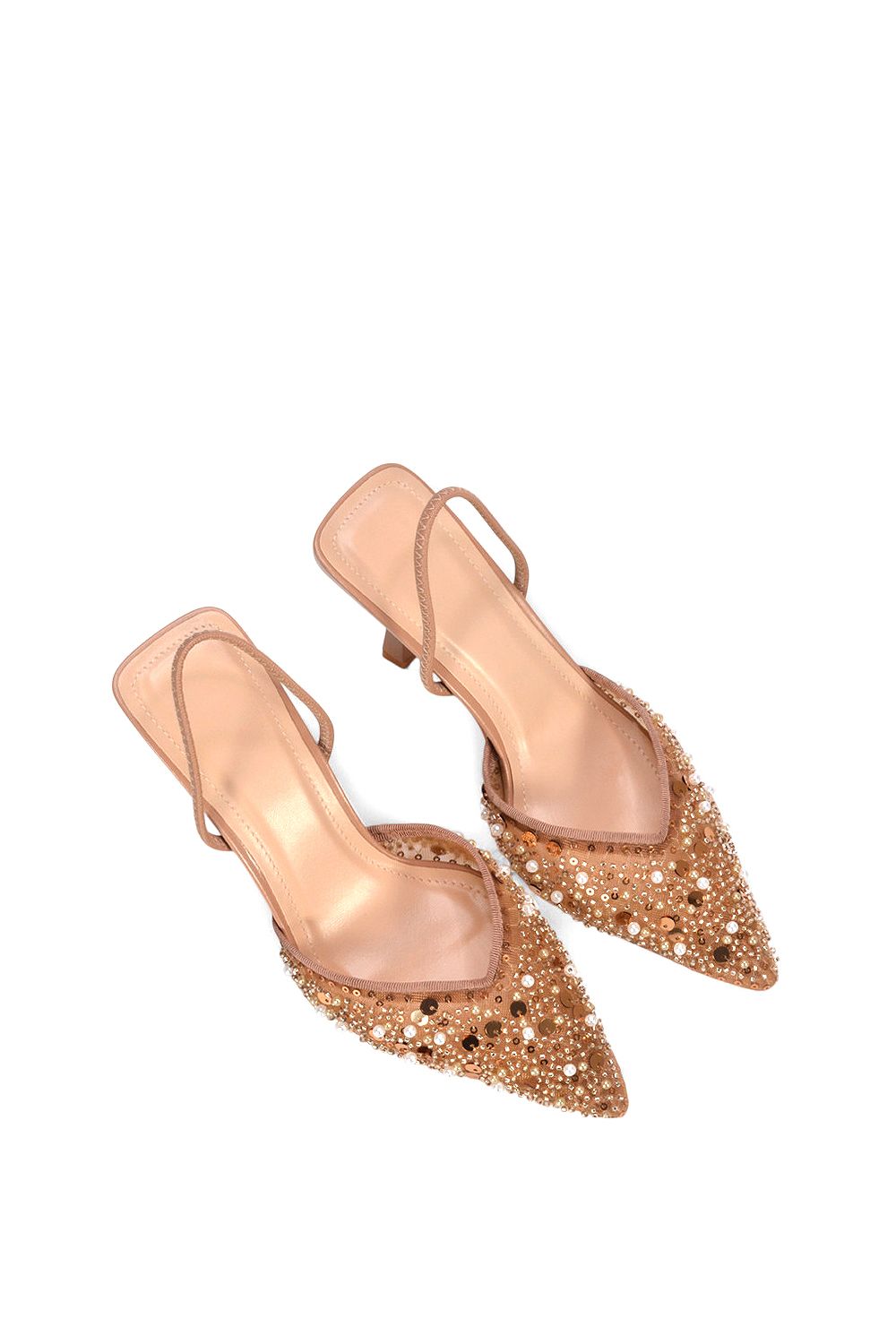 XY London 'Gaynor' Stiletto Heel Slingback Sequin Court Shoes image 6