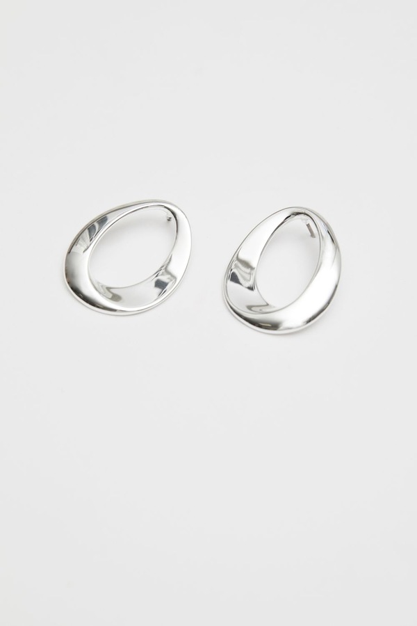 Jon Richard Recycled Silver Plated Oval Front Facing Earrings