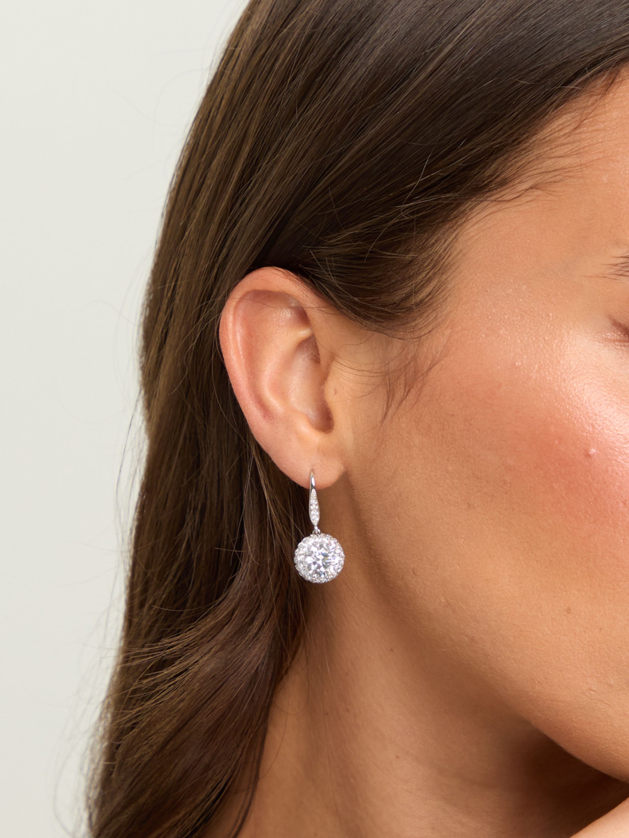 Jon Richard Rhodium Plated Fishhook Halo Drop Earrings image 2