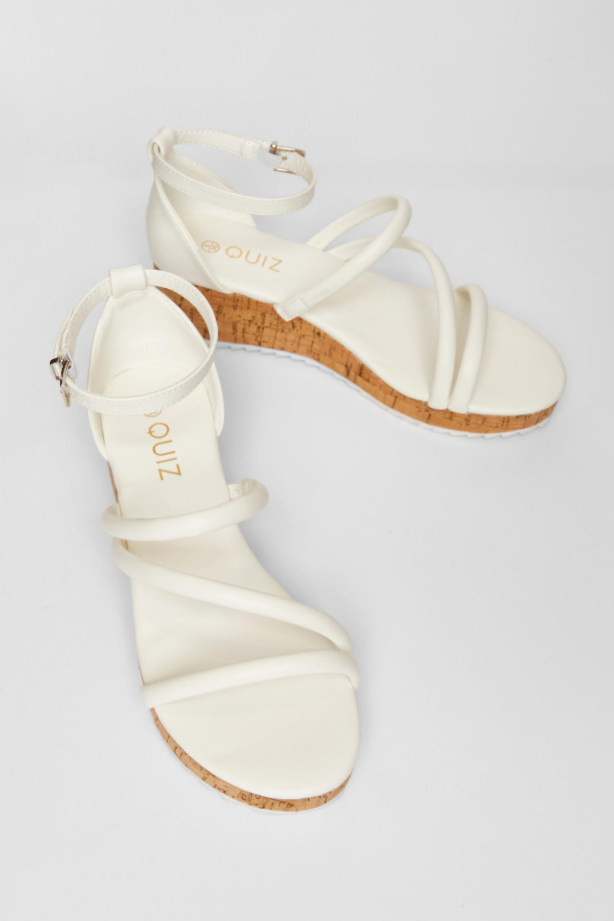 Quiz White Strappy Low Wedges image 2