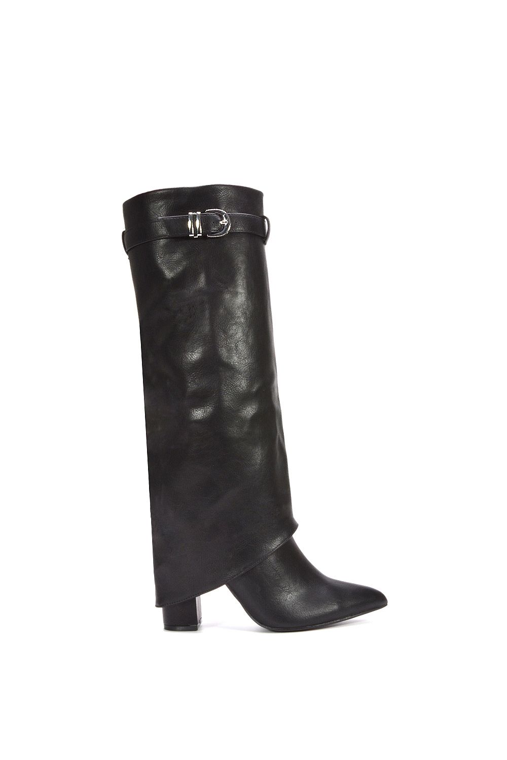 XY London 'Aaliyah' Fold Over Zip Up Heeled Knee High Boots image 1