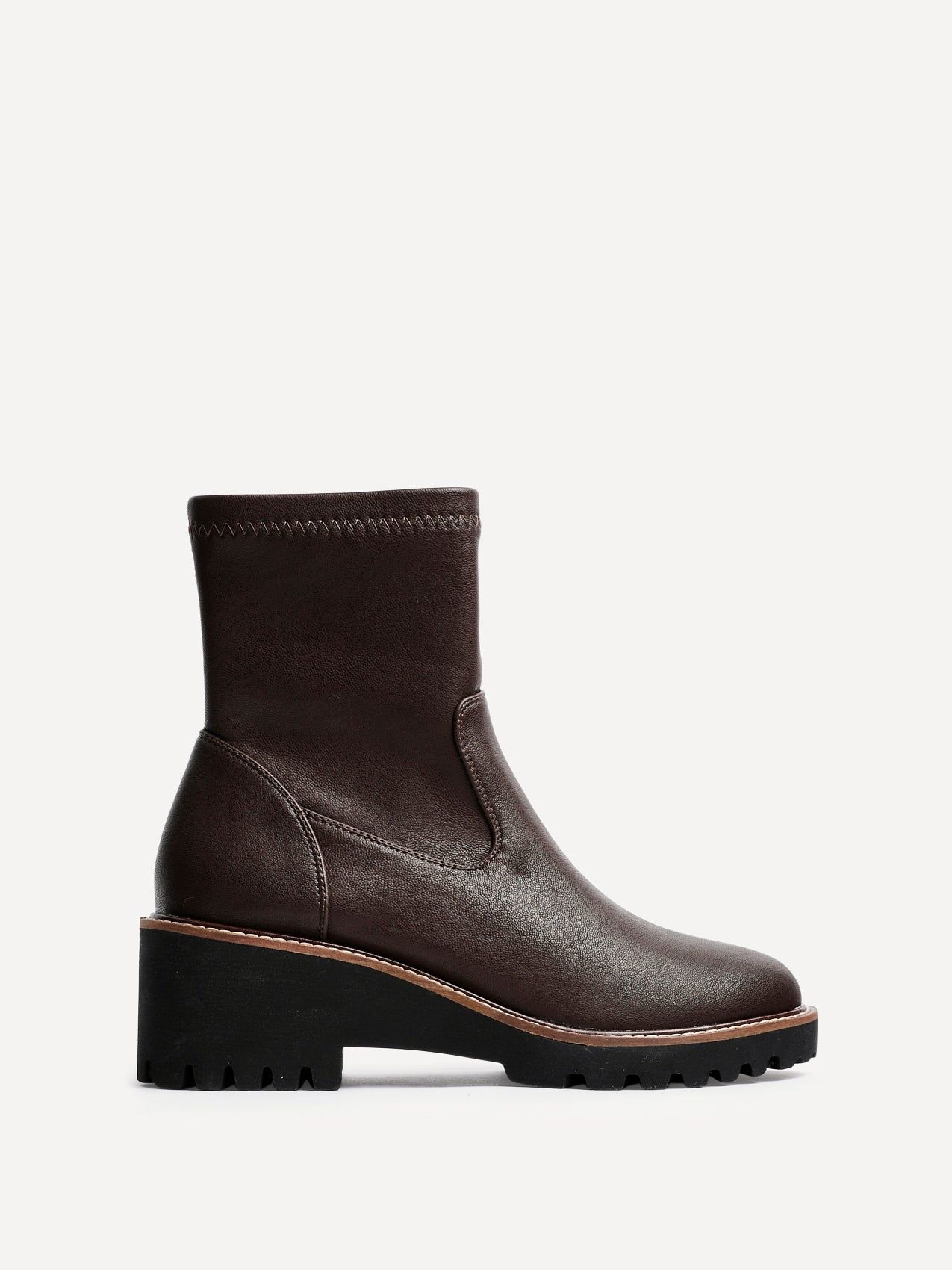 Linzi Trish Brown Faux Leather Wedged Heel Ankle Boot image 1