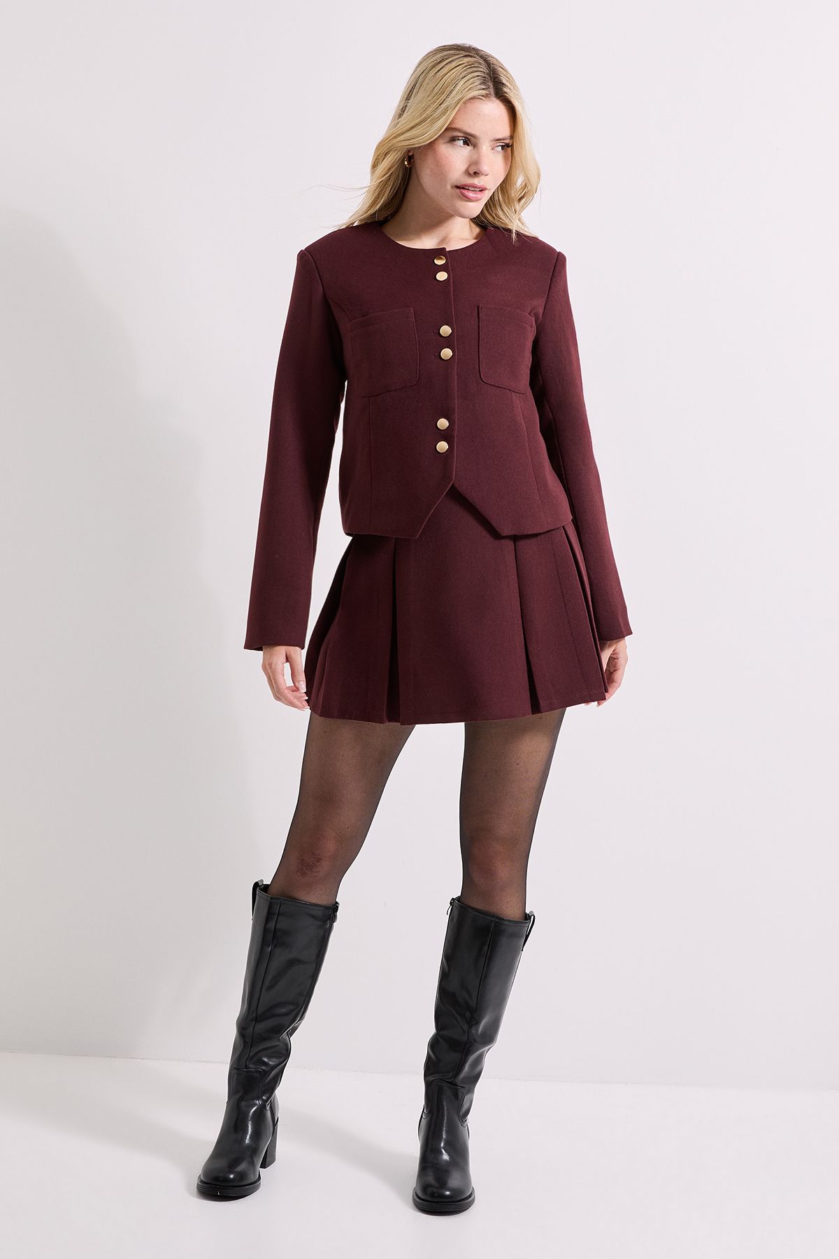 Dorothy Perkins Collarless Jacket Burgundy image 2