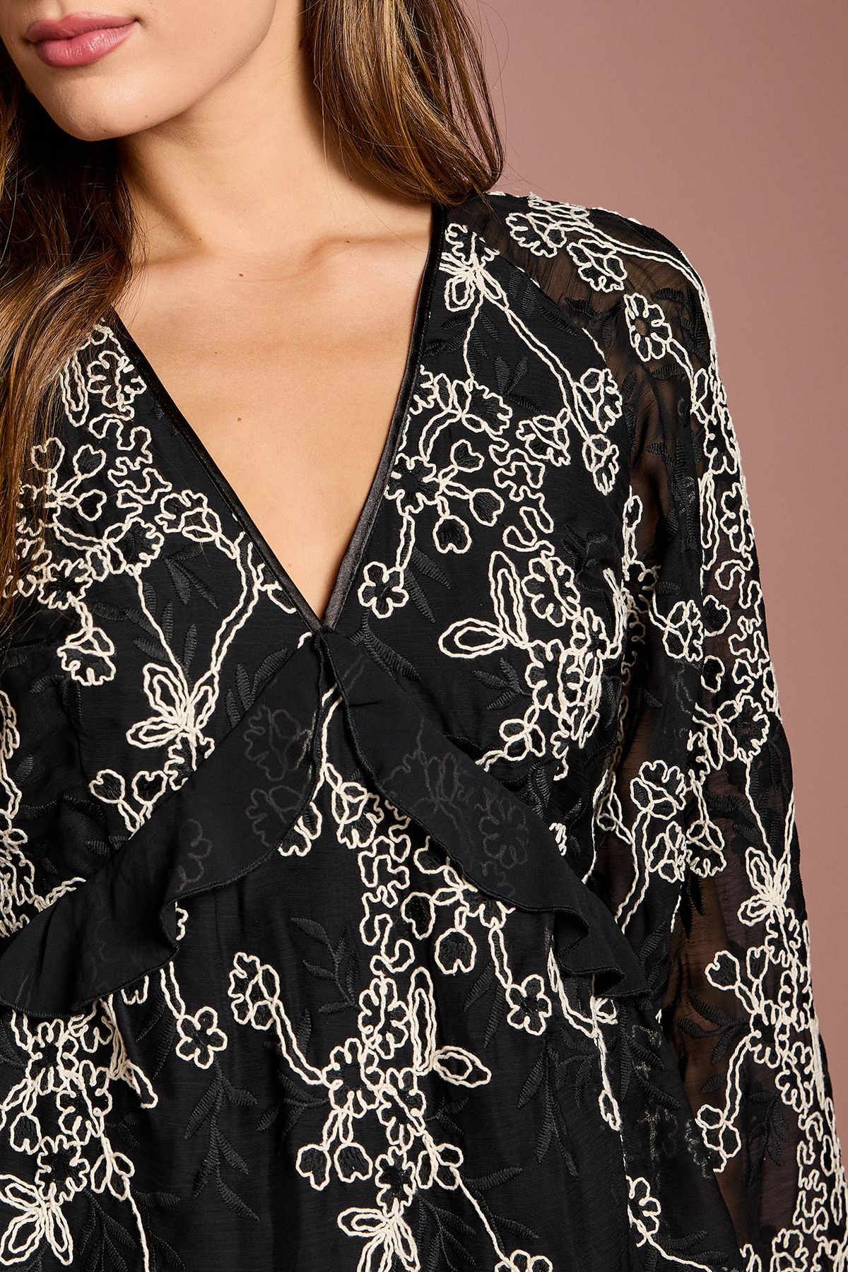 Coast Embroidered Frill Blouse Mono image 5