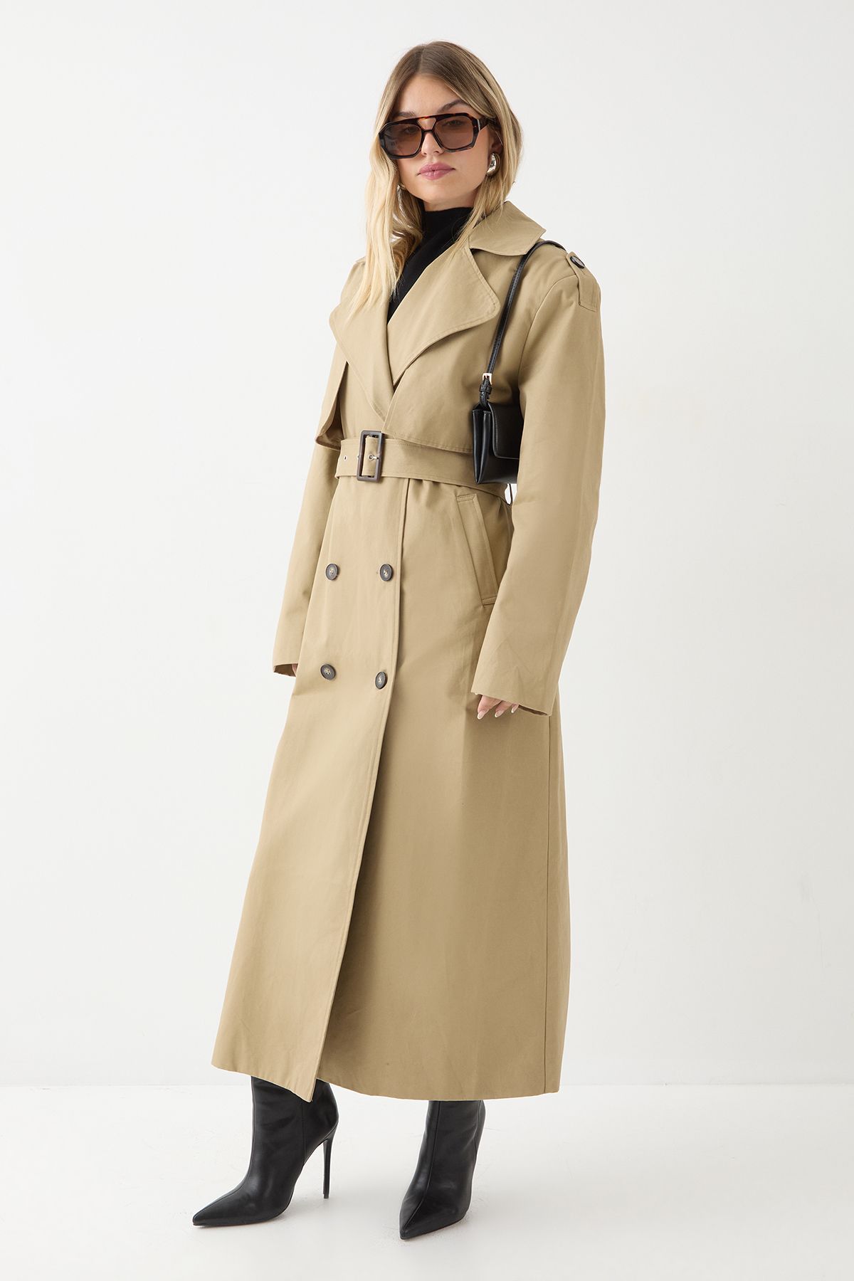 MissPap Tailored Maxi Trench Coat Stone image 4