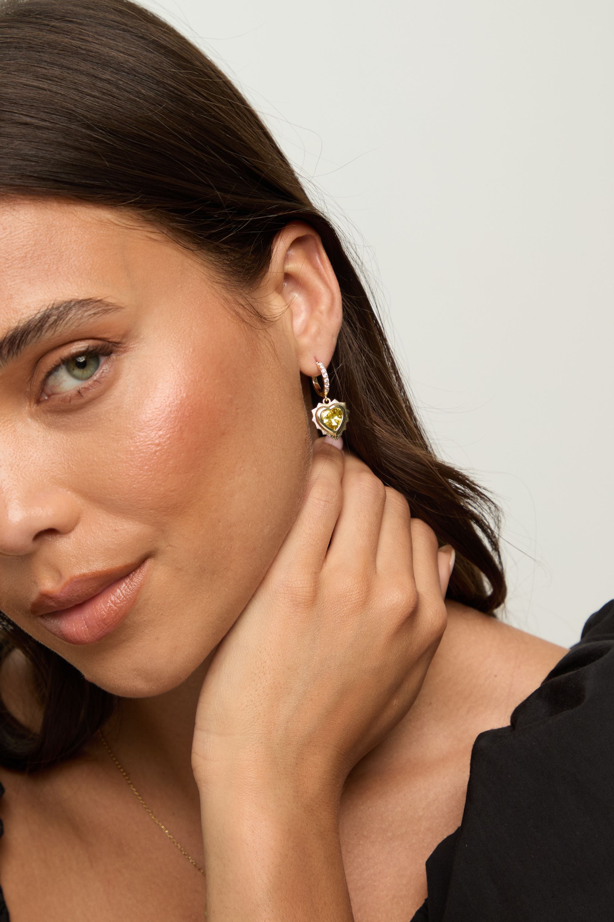 Jon Richard 14Ct Real Gold Plated Heart Birthstone Huggie Earrings - November image 3