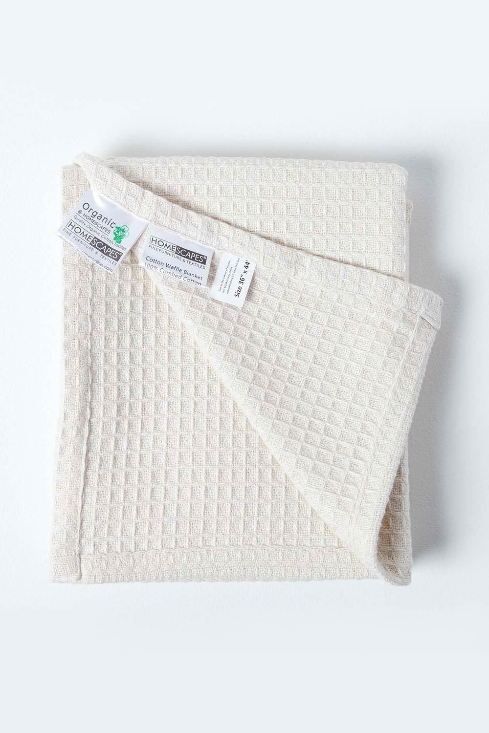 Homescapes Organic Cotton Waffle Baby Blanket image 4