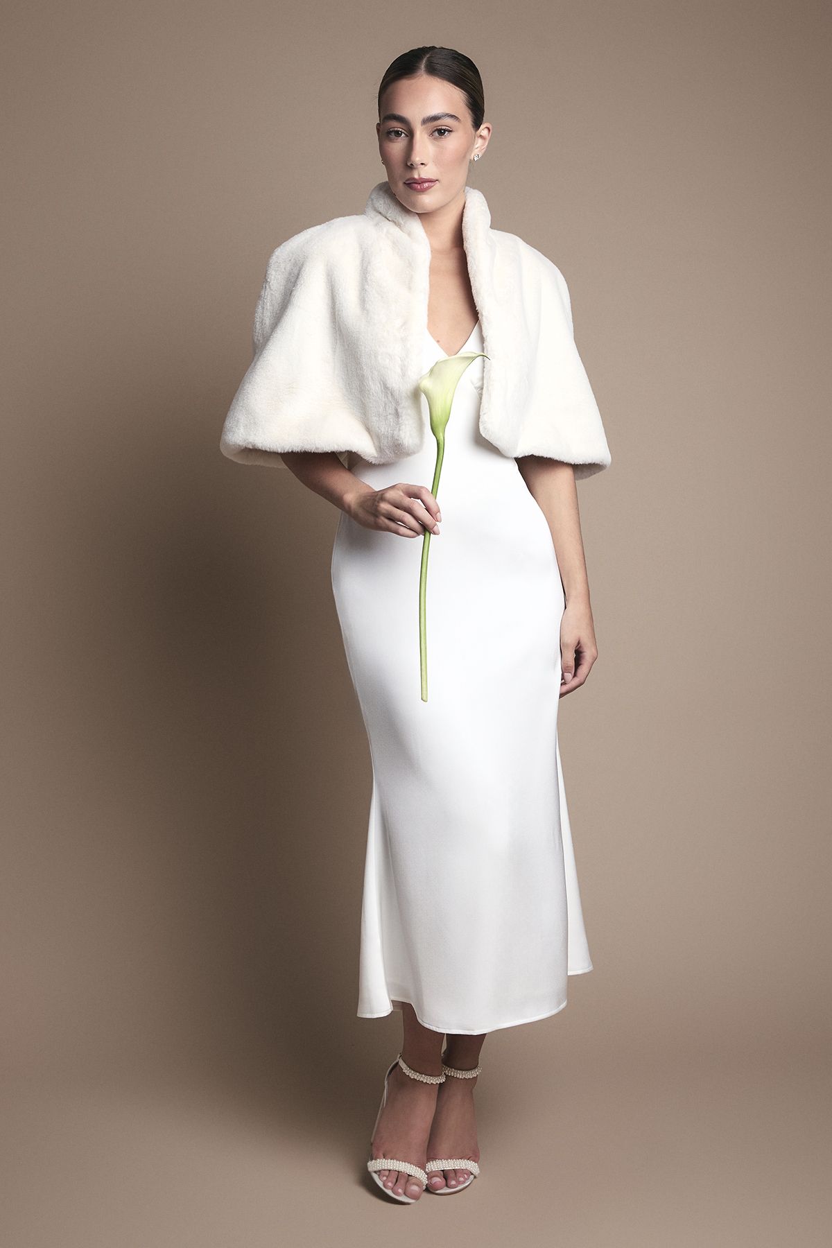 Coast Ivory Faux Fur Short Cape Ivory image 2