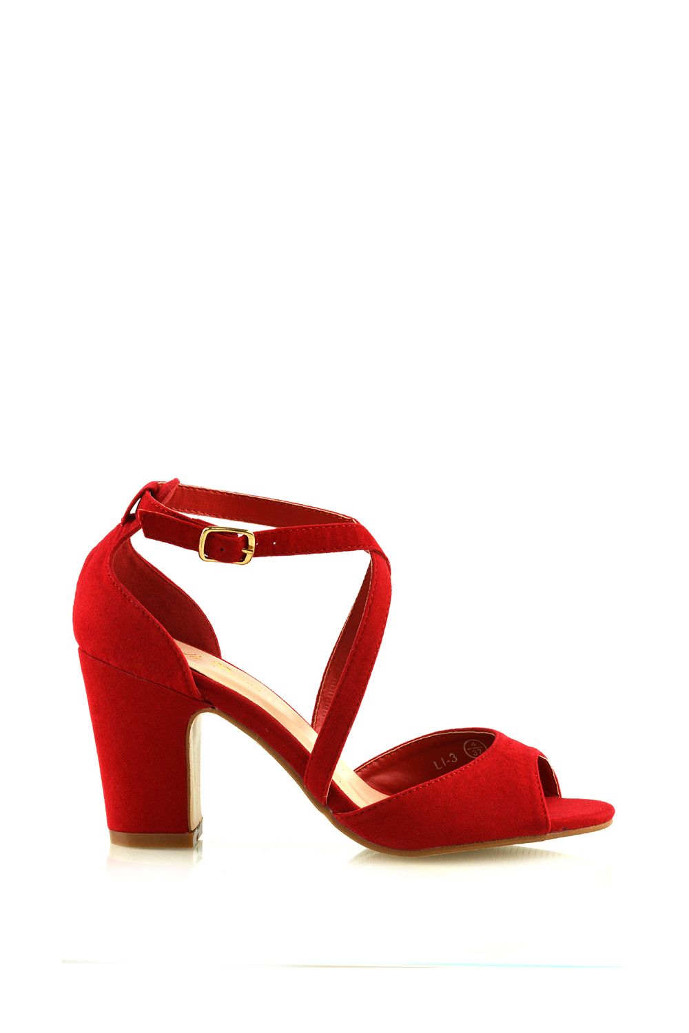 XY London 'Alice' Strappy Peep Toe Mid Block High Heel Sandal Shoes image 1
