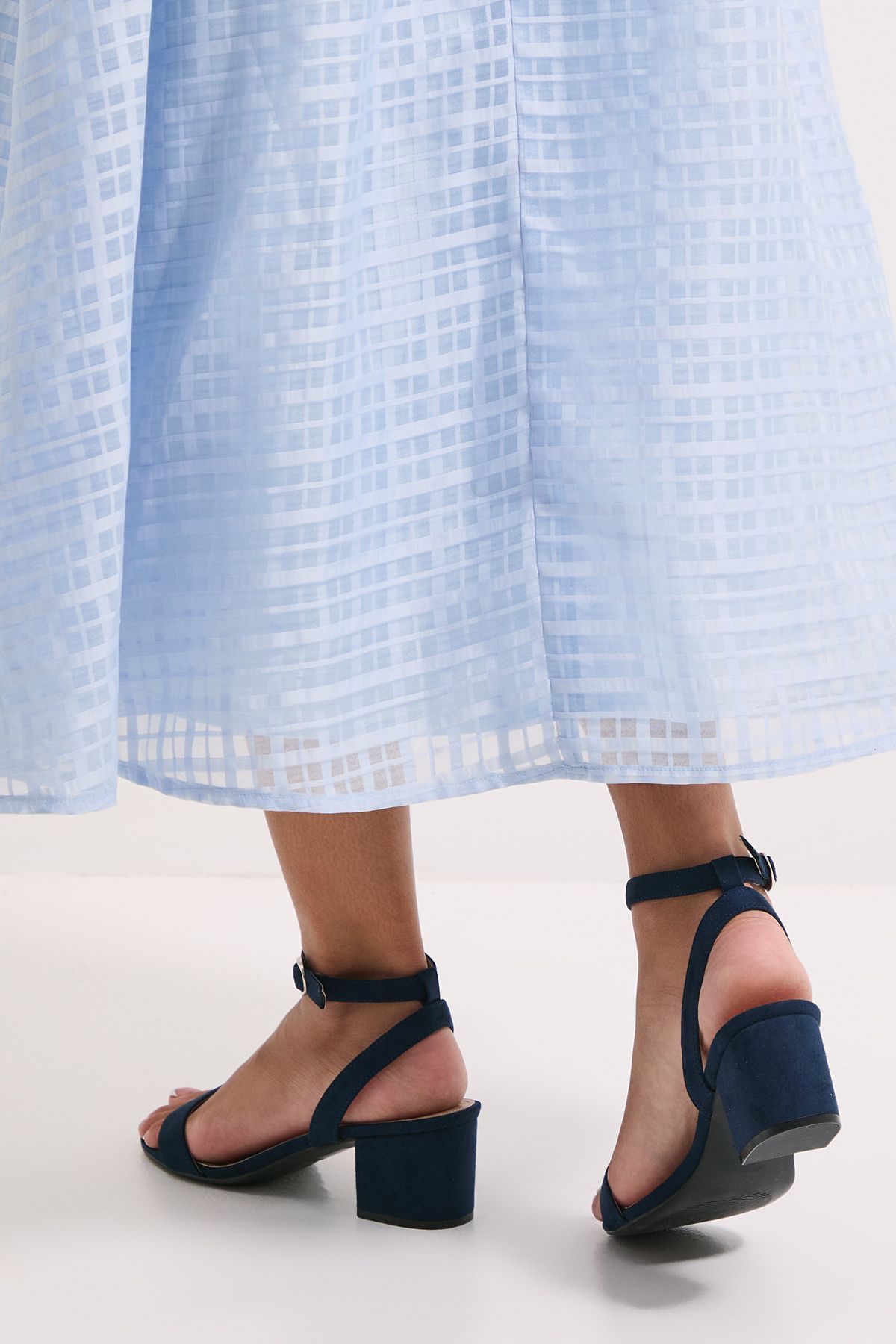 Dorothy Perkins Wide Fit Tommi Barely There Mid Block Heel Sandals Navy image 4