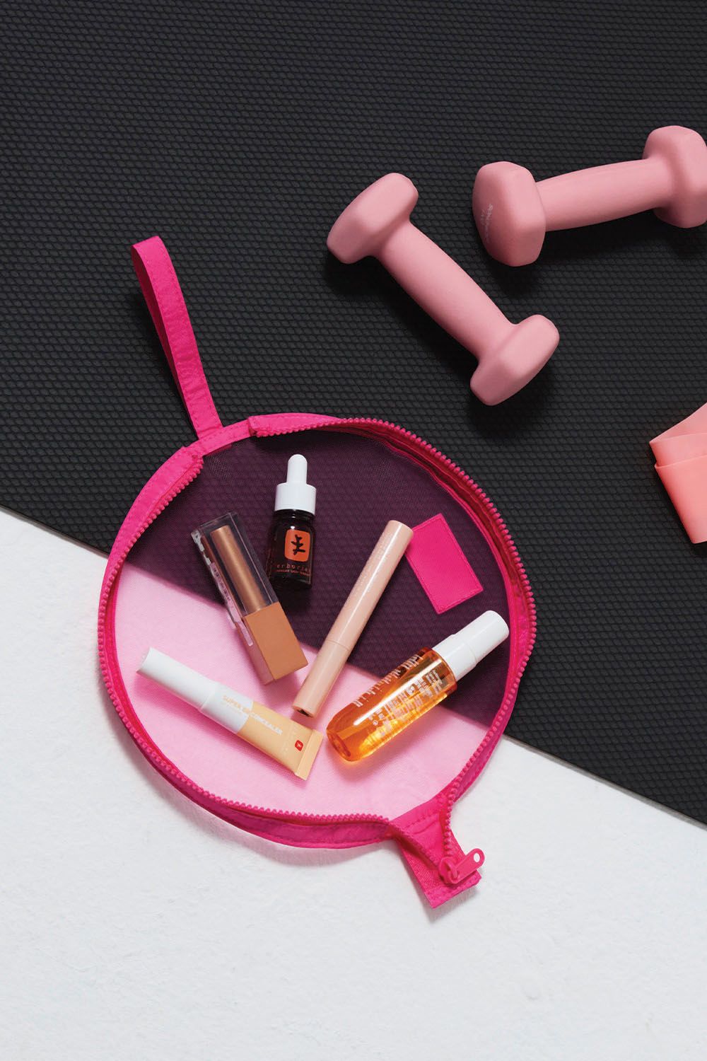 The Flat Lay Co Mesh Lunar Flat Lay Makeup Pouch - Hot Pink Multi image 6