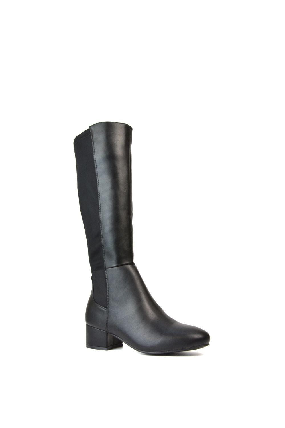 XY London 'Hannah' Low Block Heel Elasticated Calf Long Boots With Zip Fastening image 2