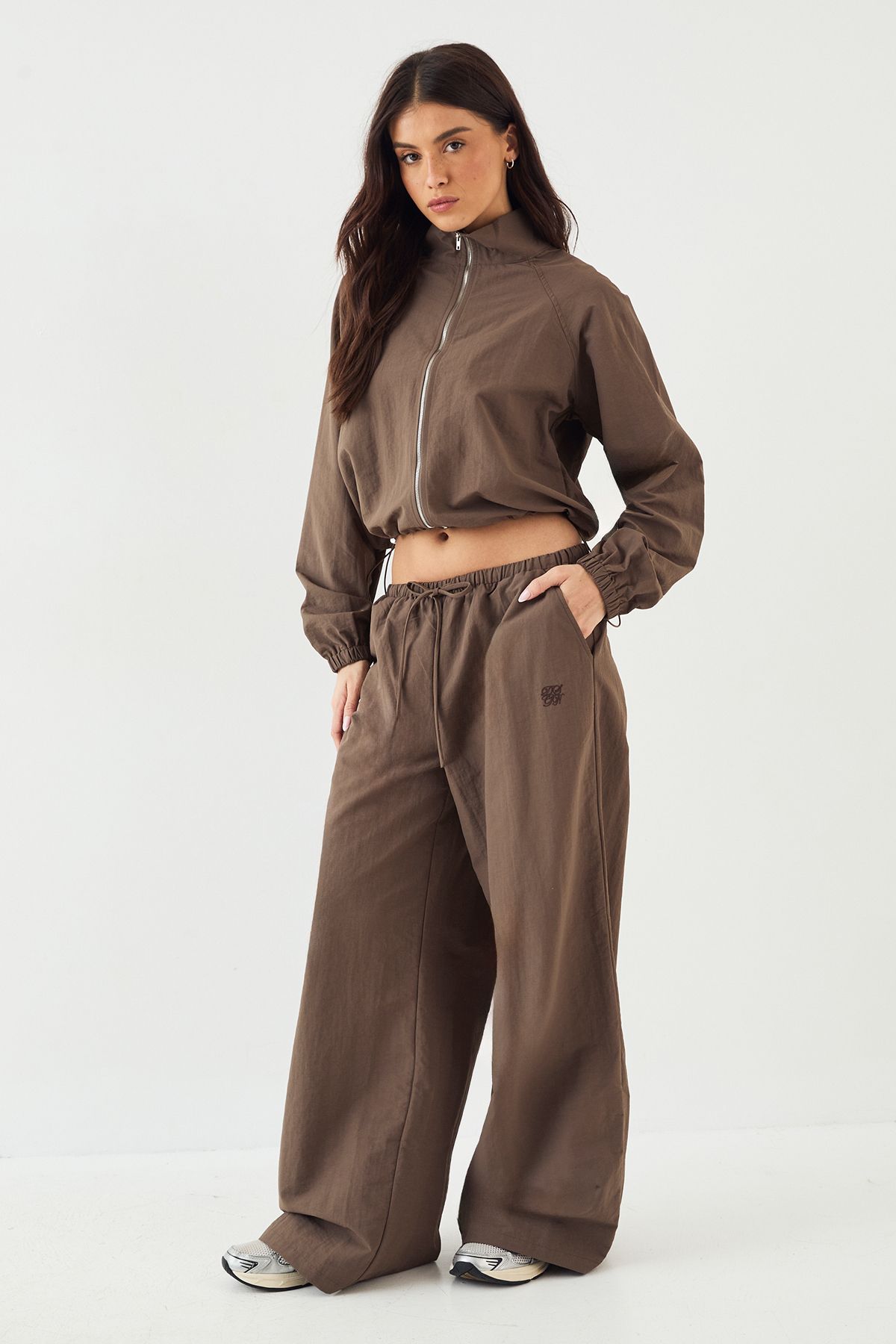 DSGN Studio DSGN Studio Funnel Neck Track Jacket Mocha image 3