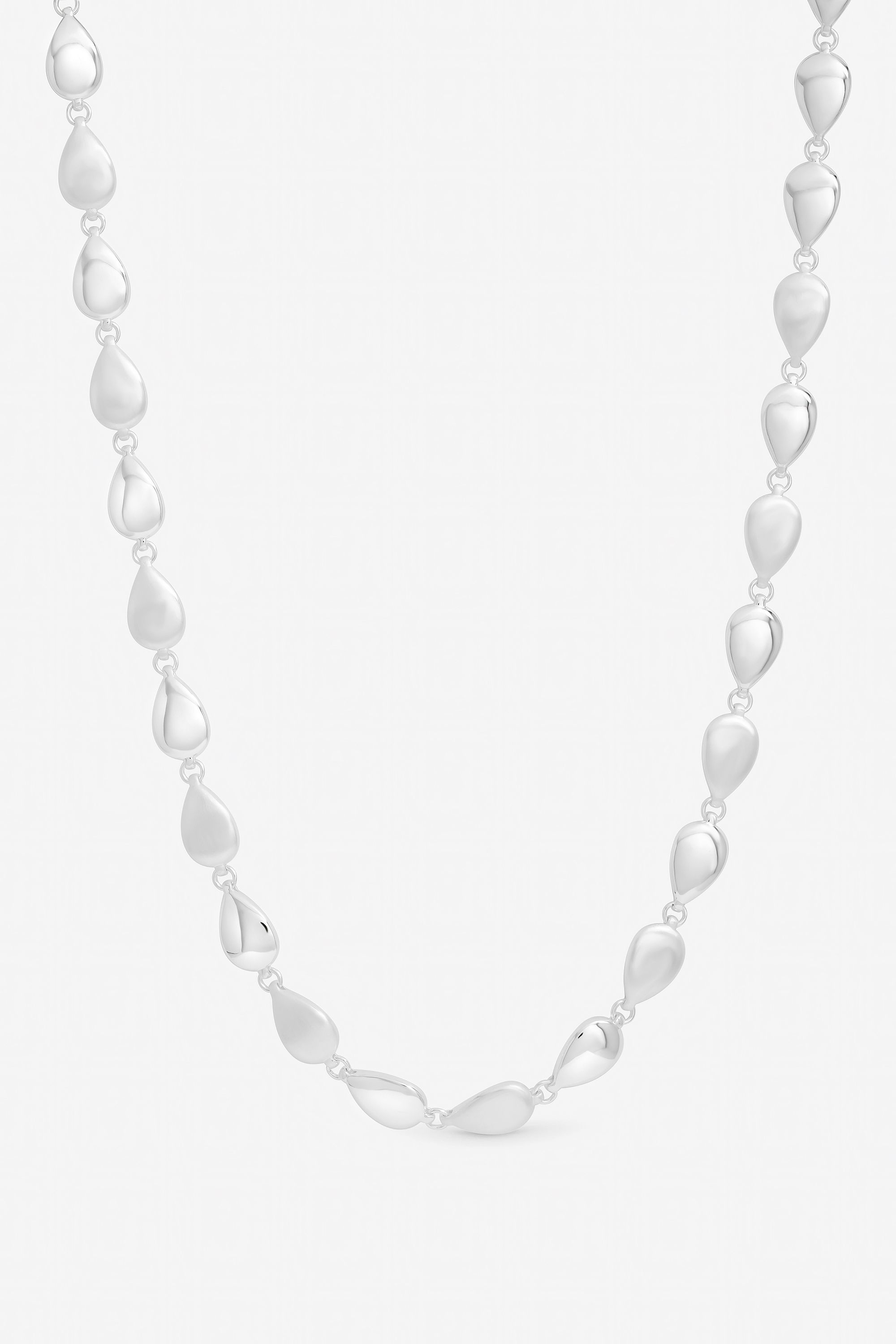 Inicio Sterling Silver Plated Polished and Satin Pebble Necklace - Gift Pouch