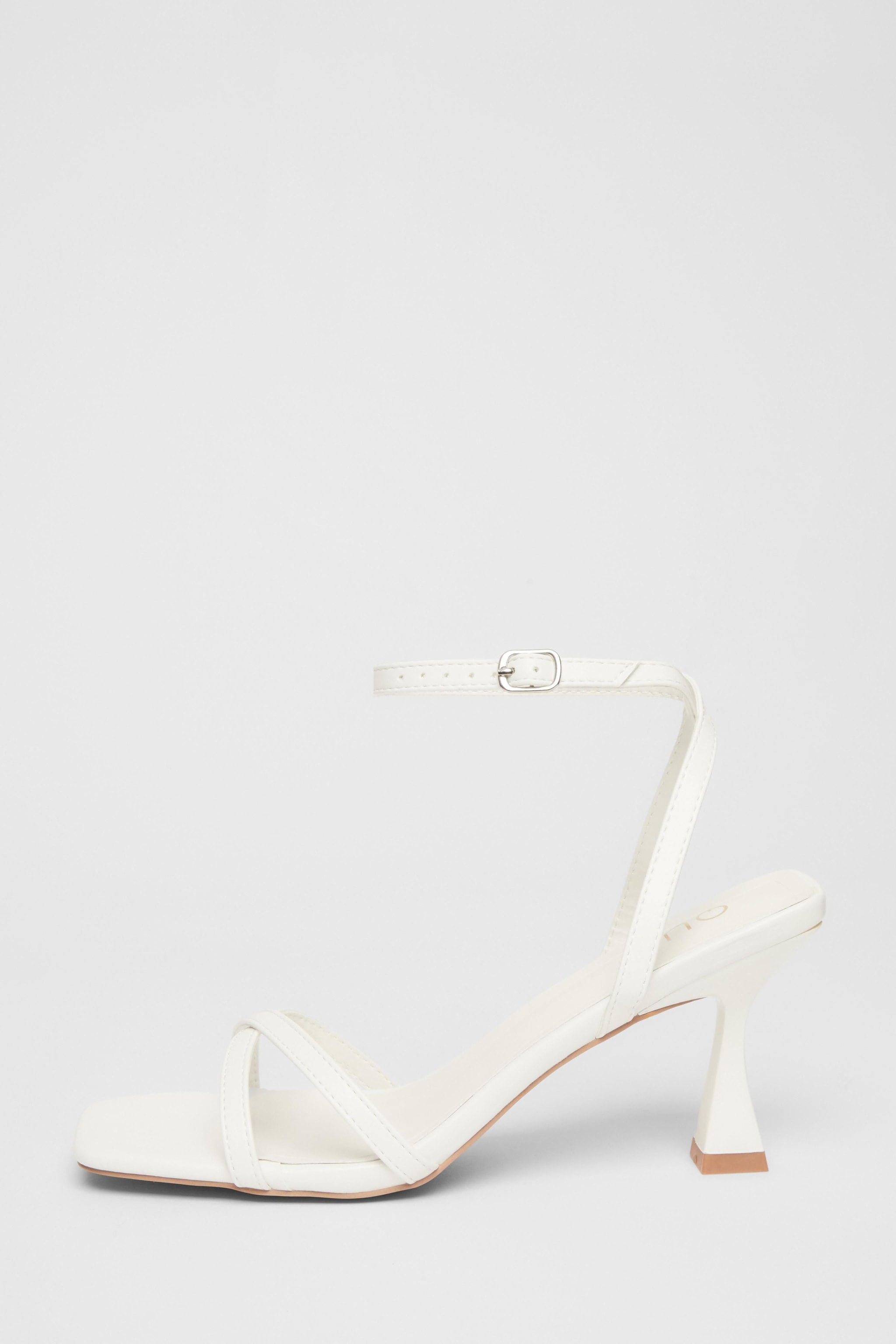 Quiz White Strappy Flared Heels image 3