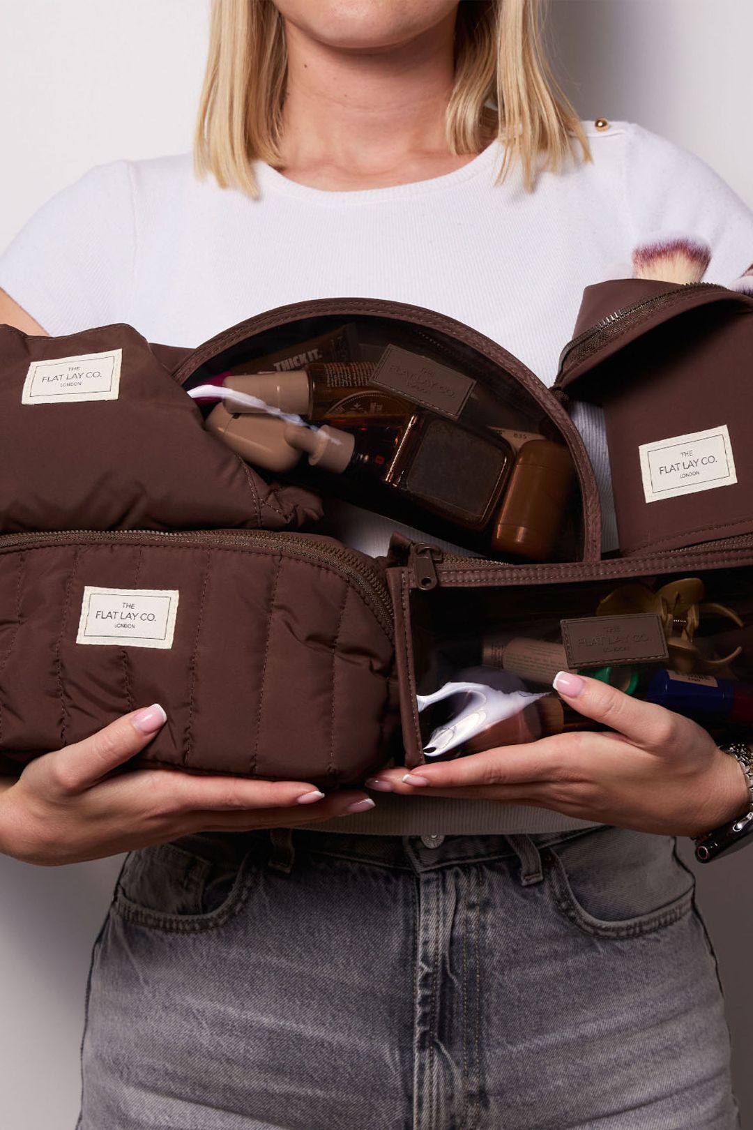 The Flat Lay Co Drawstring Makeup Bag - Espresso Multi image 8