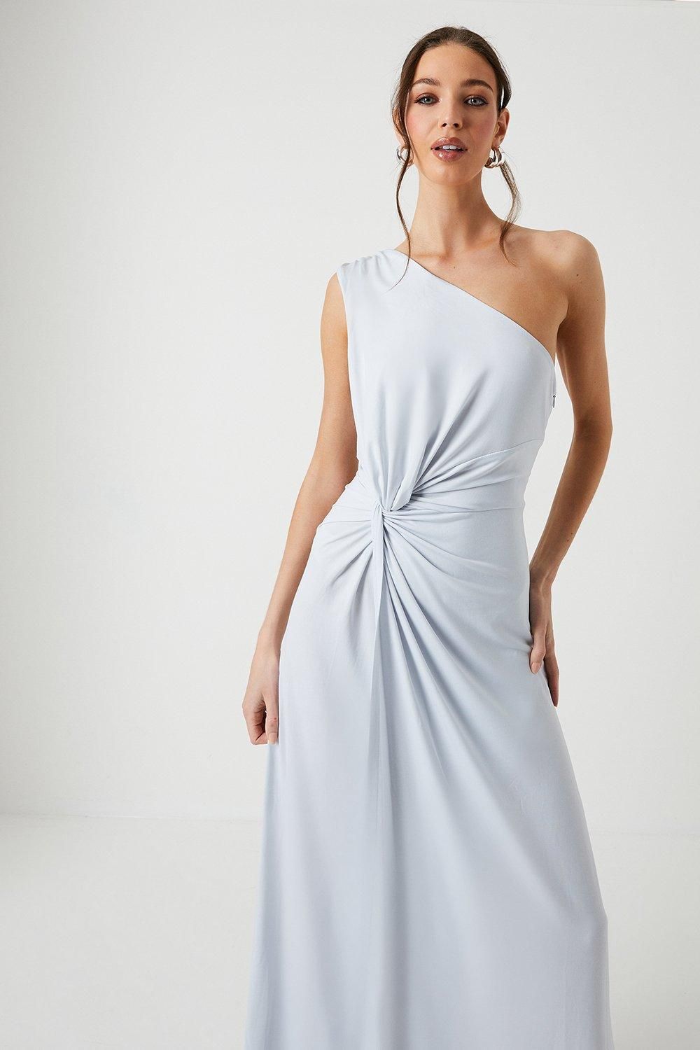 Coast Twist Detail One Shoulder Jersey Bridesmaid Dress Ice Blue image 2