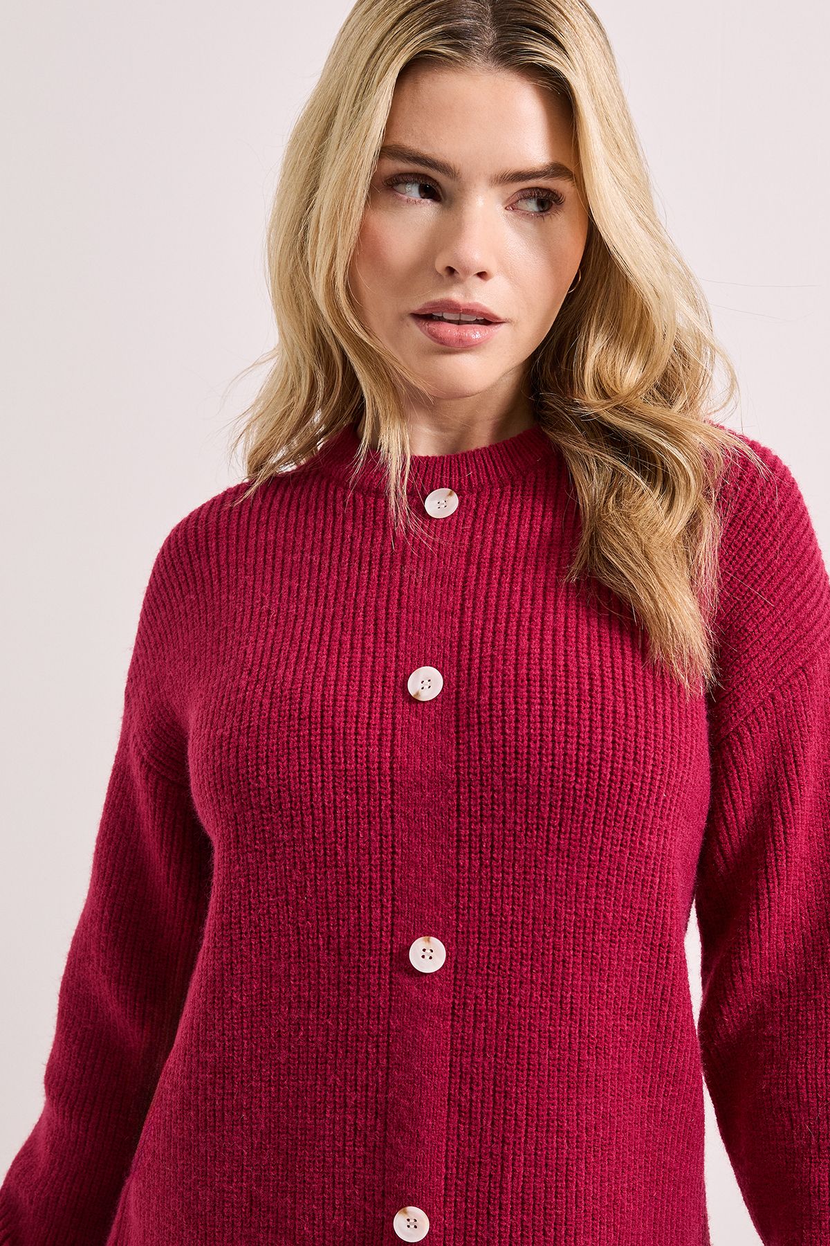 Dorothy Perkins Cranberry Button Down Knitted Dress Cranberry image 4