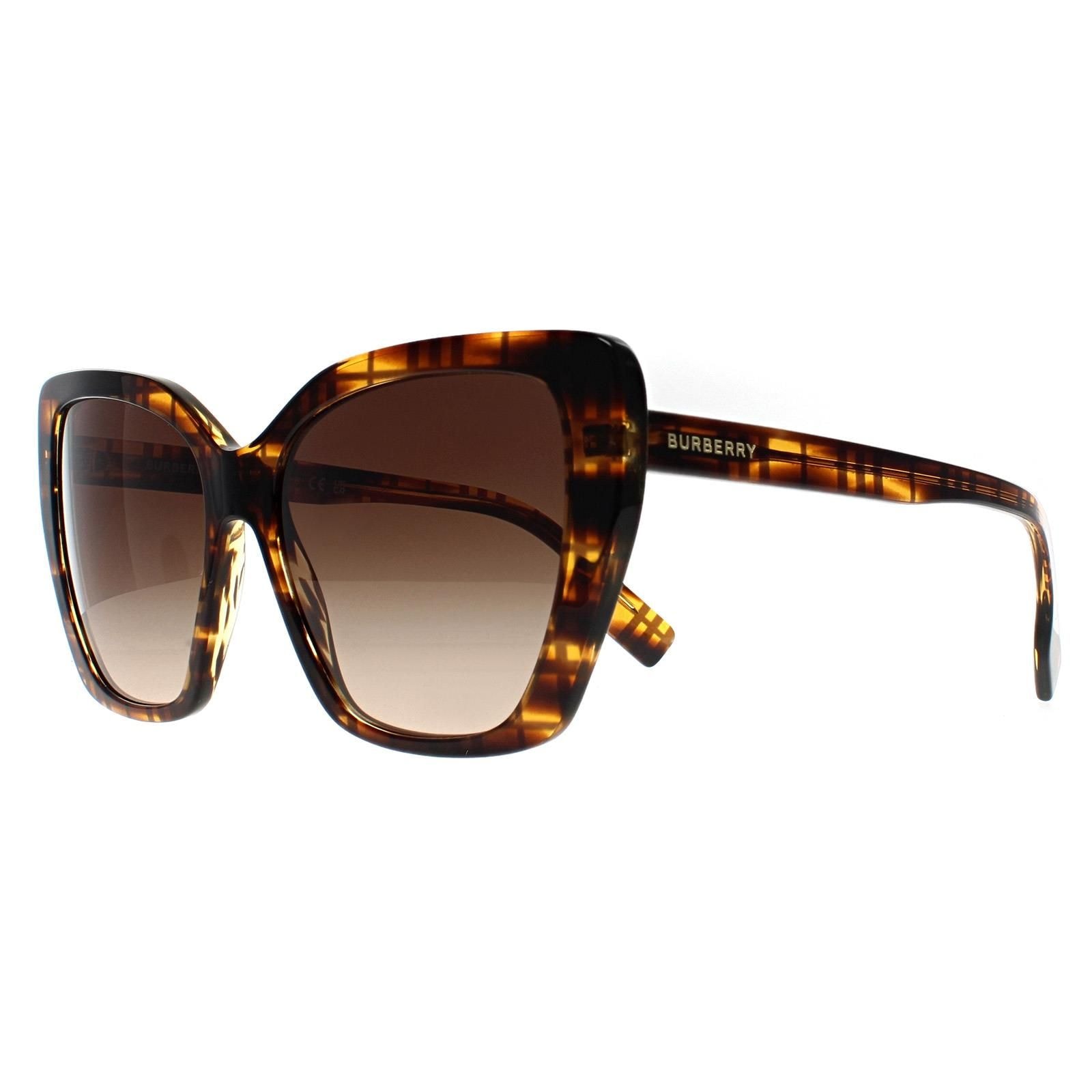 Burberry Cat Eye Check on Striped Brown Brown Gradient BE4366 Tamsin image 2