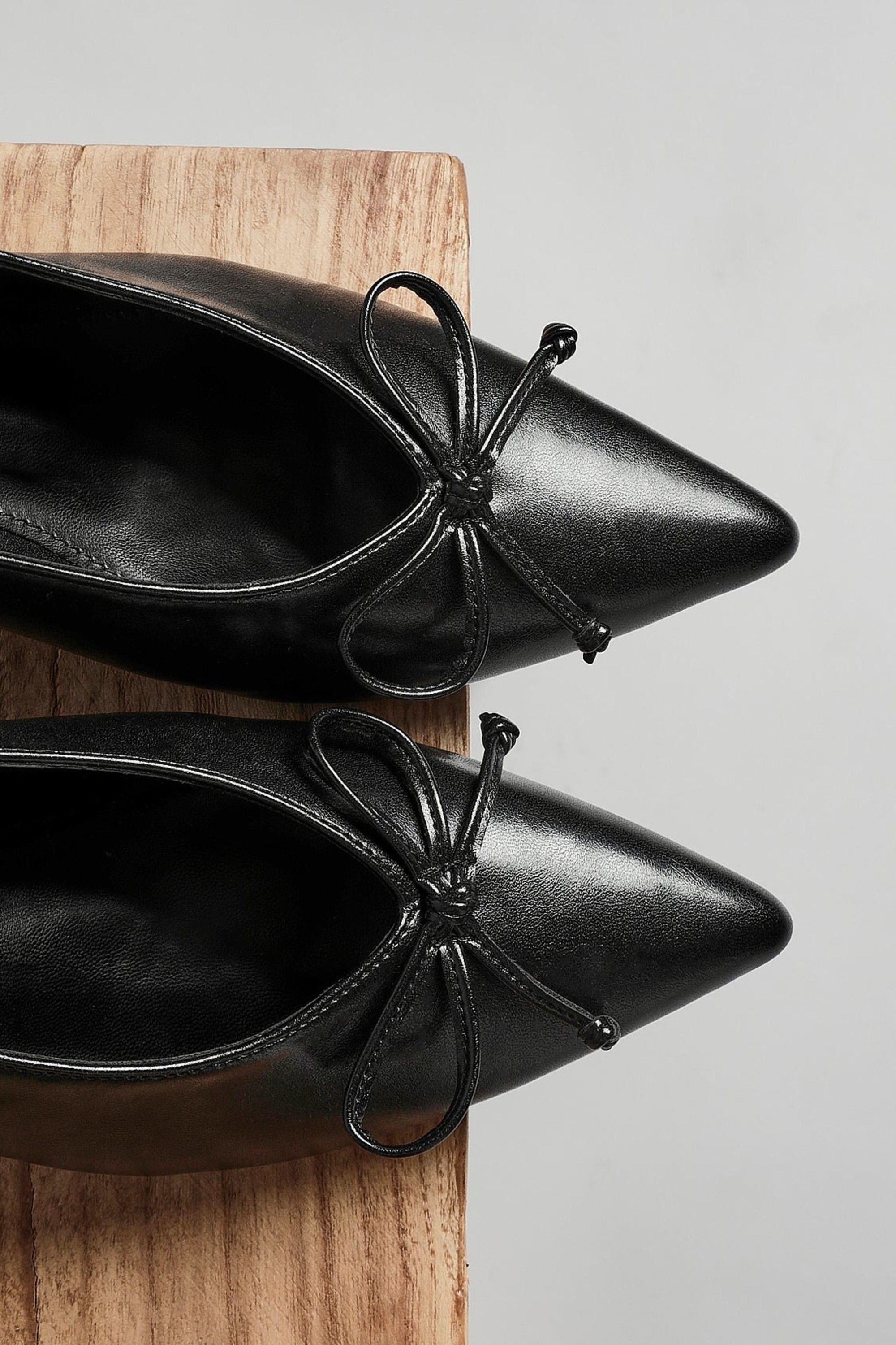 Linzi Ribbon Black Faux Leather Slingback Court Heel image 6