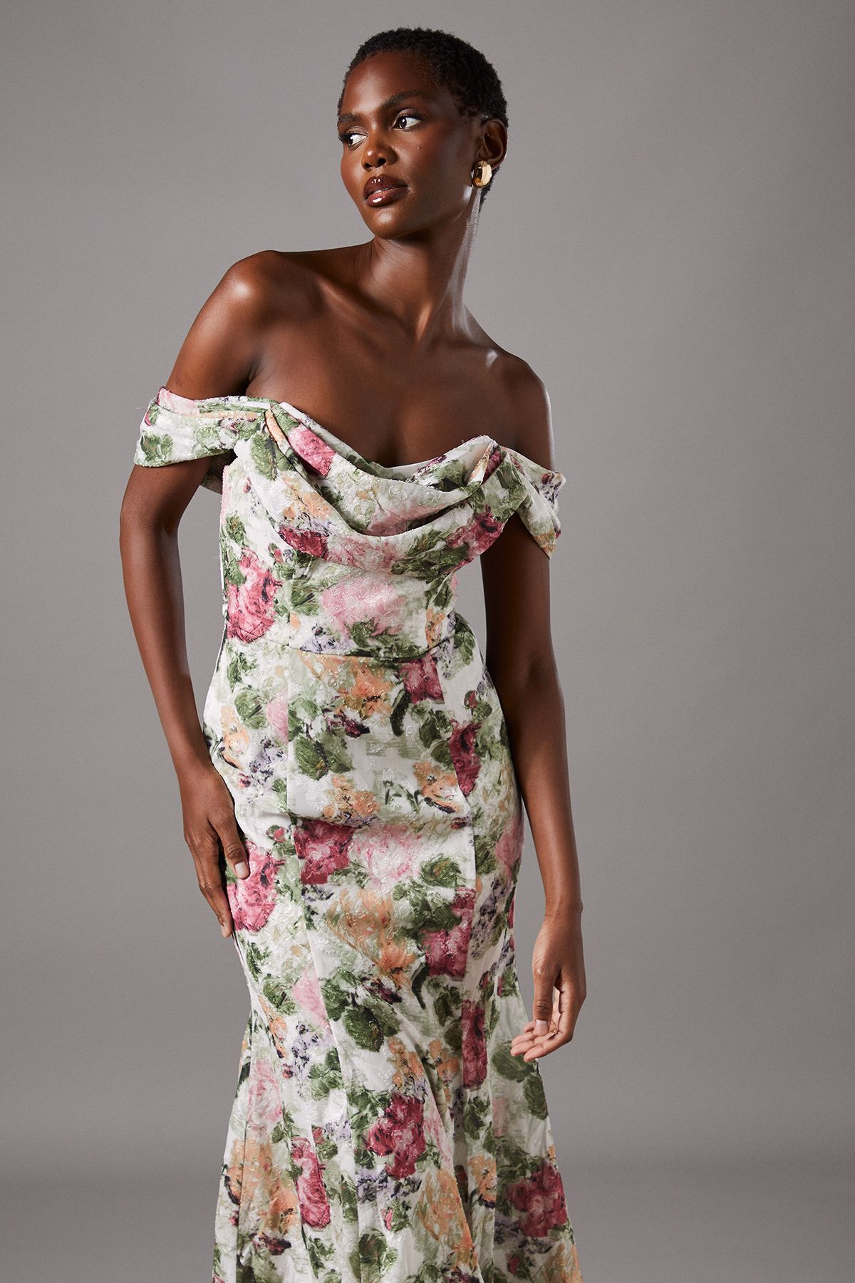Coast Floral Bardot Maxi Dress Cream image 2