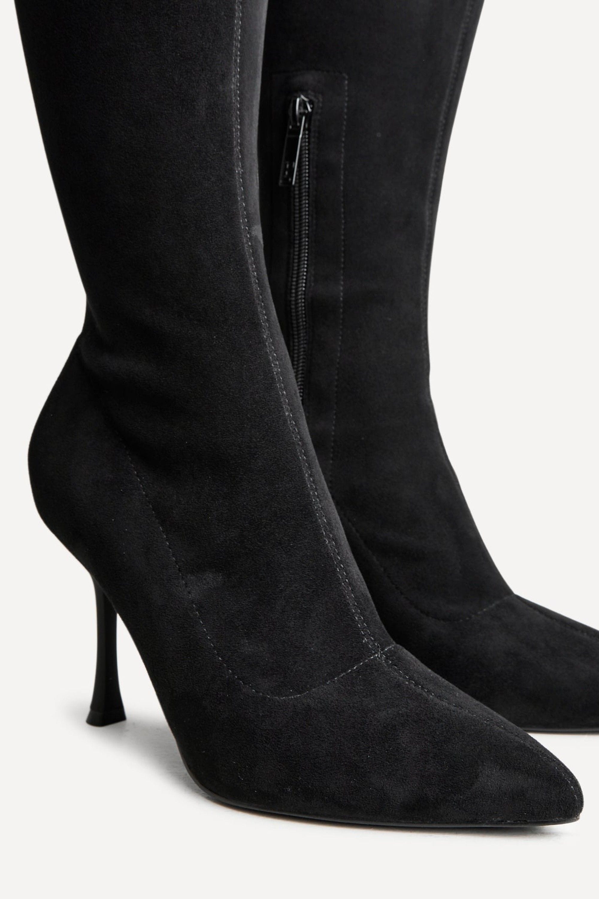 Linzi Laney Black Faux Suede Thigh High Strech Stiletto Heel Boot image 5