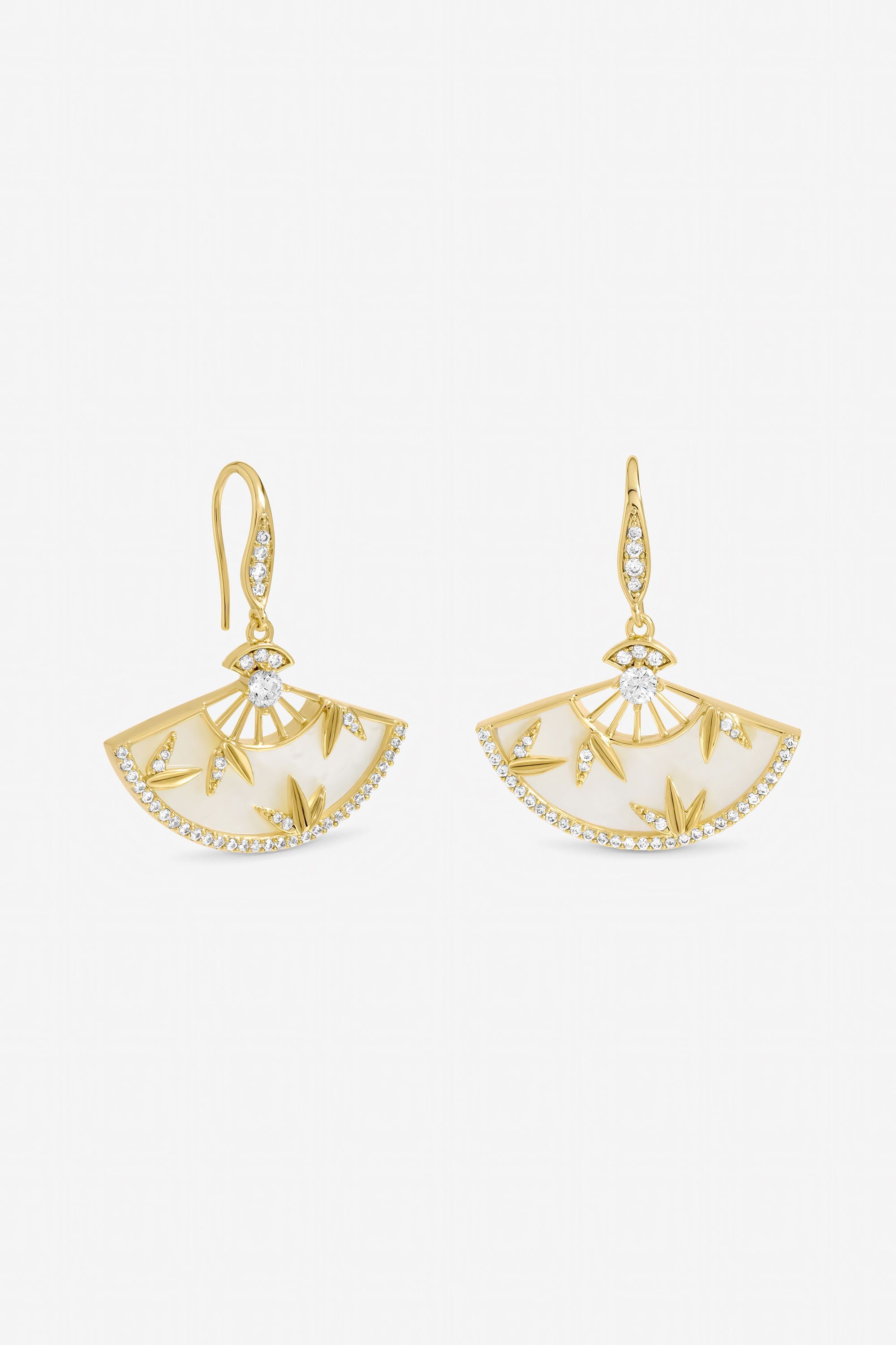 Jon Richard Gold Plated Mother of Pearl Fan Earrings