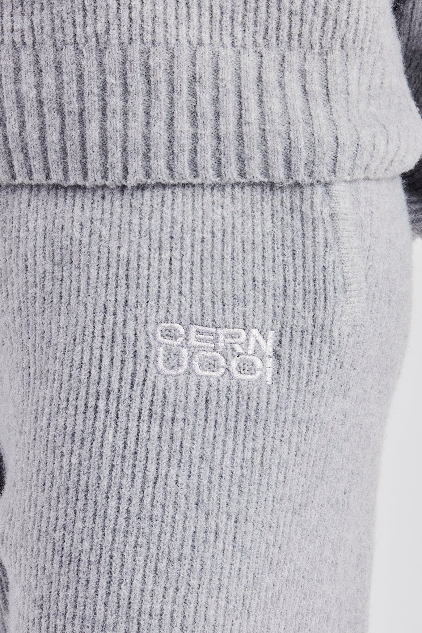 Cernucci Knit Wide Leg Embroidered Jogger - Grey image 2