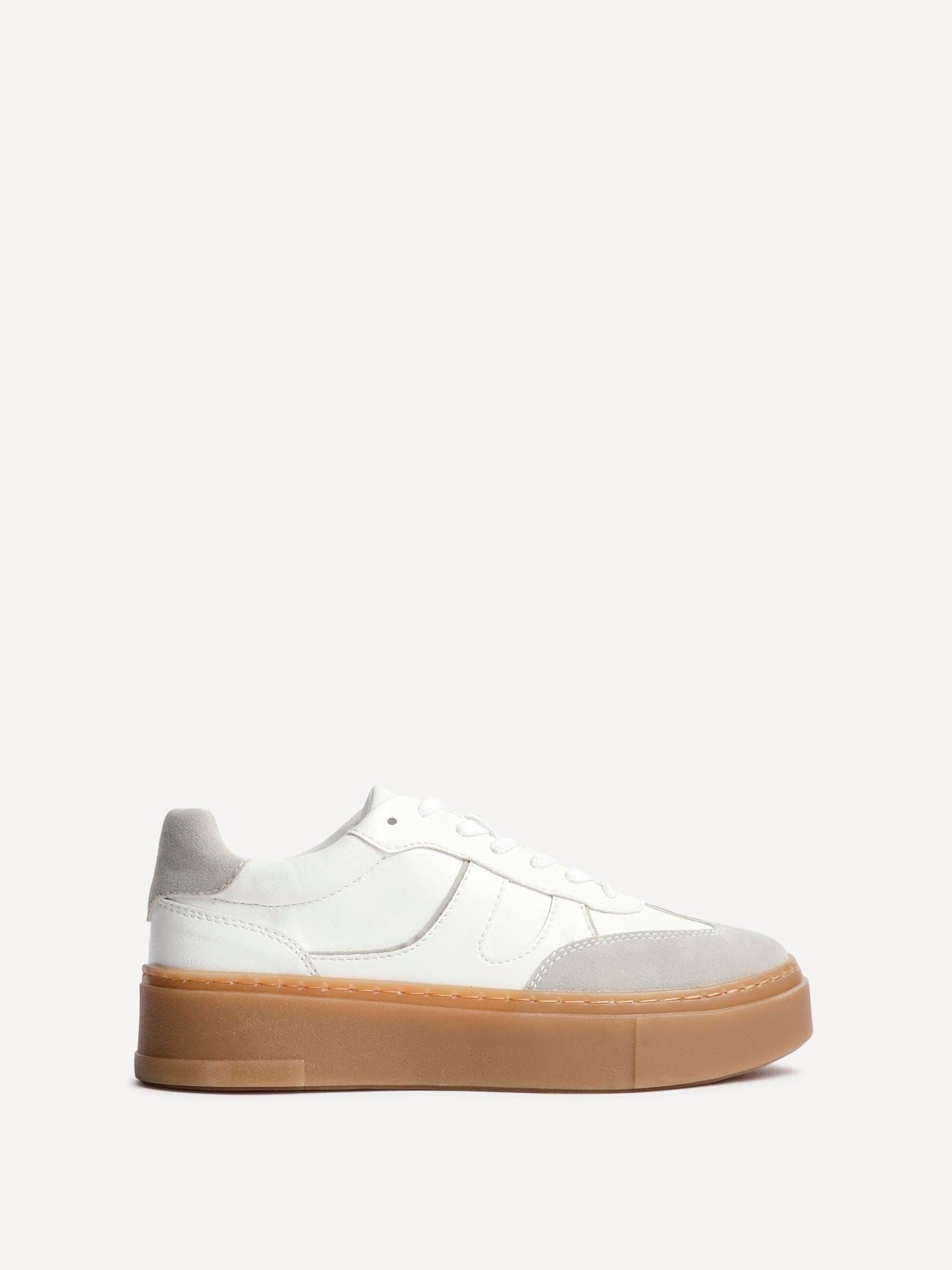 Linzi Kaia White And Grey Faux Leather Lace Up Flatform Trainers image 1
