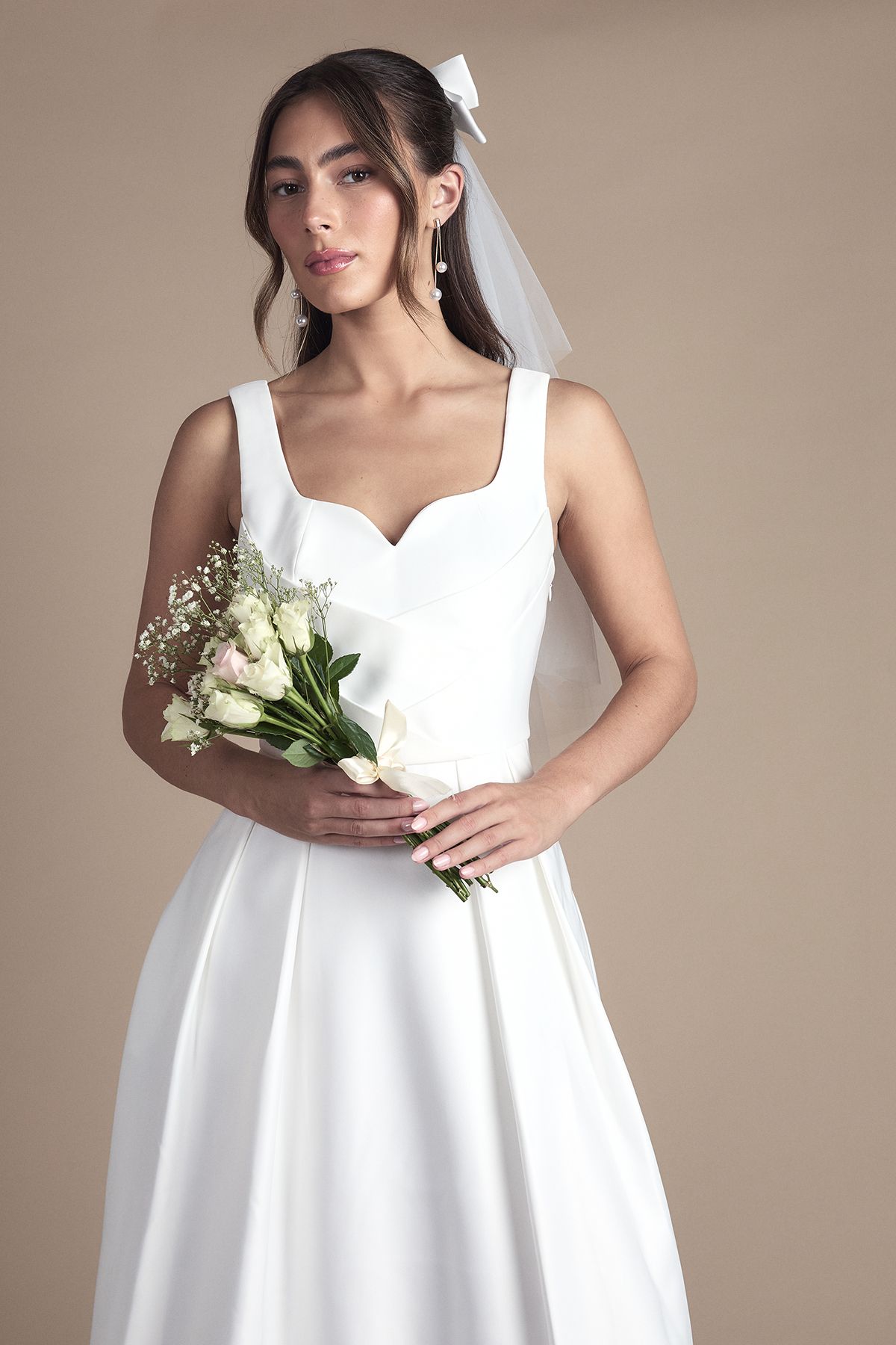 Coast Satin Pleat Bodice Full Skirt Wedding Dress Ivory image 2