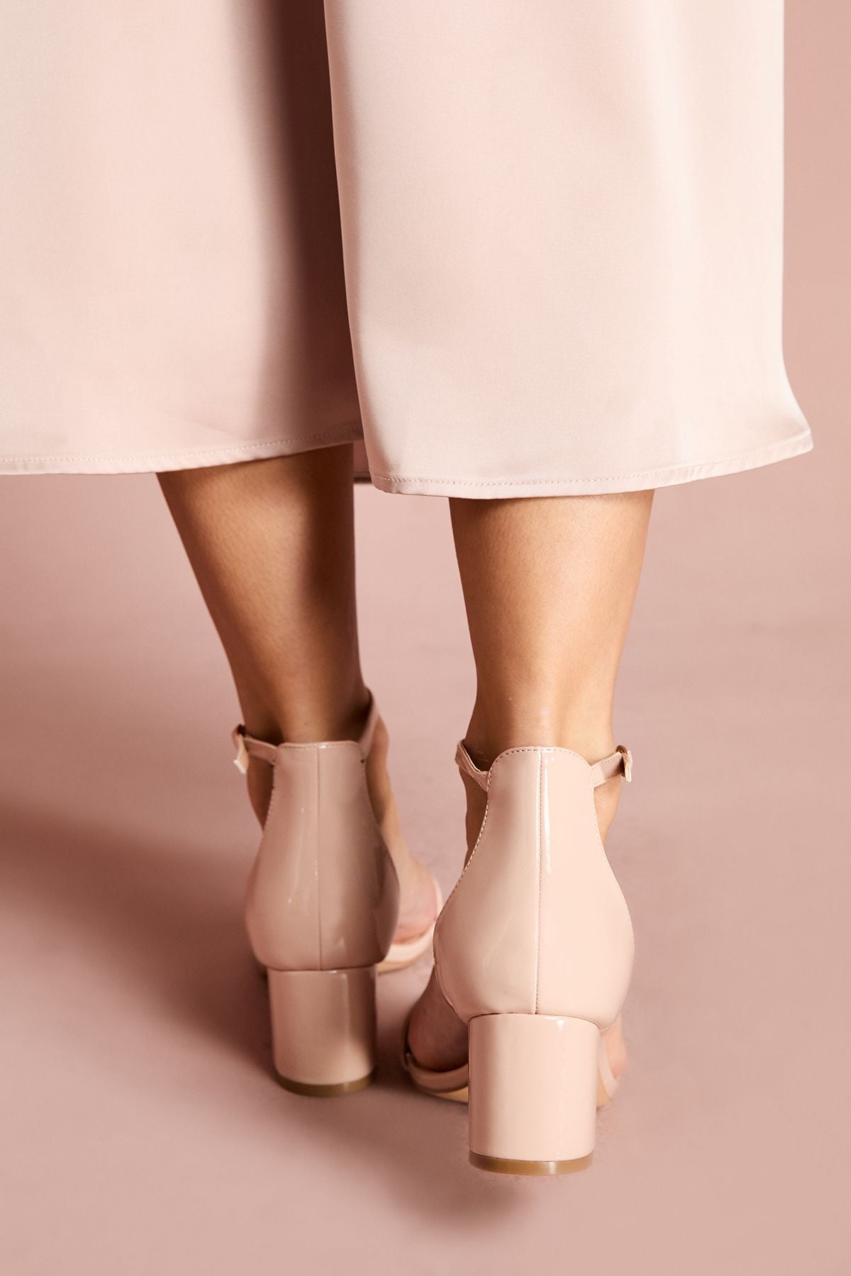 Coast Wide Fit Thelma Faux Leather Medium Block Heel Sandals Nude image 4