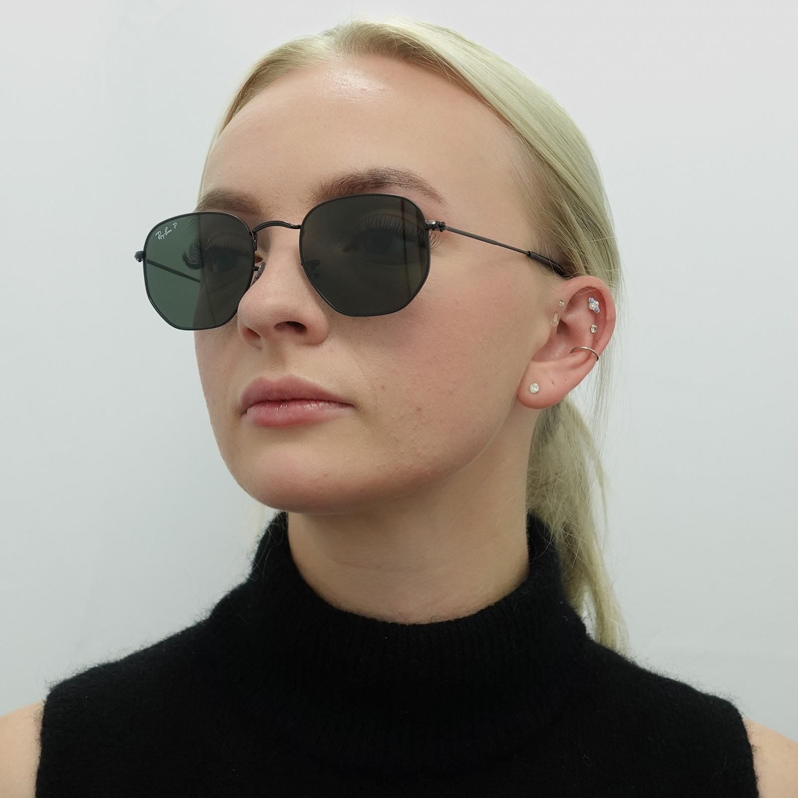 Ray-Ban Square Polished Black Green Polarized Hexagonal RB3548N image 7